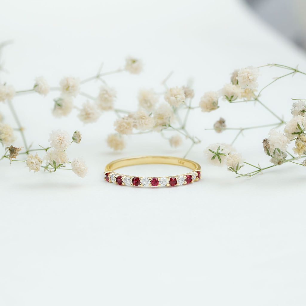 Lab Created Ruby and Diamond Stackable Band Ring