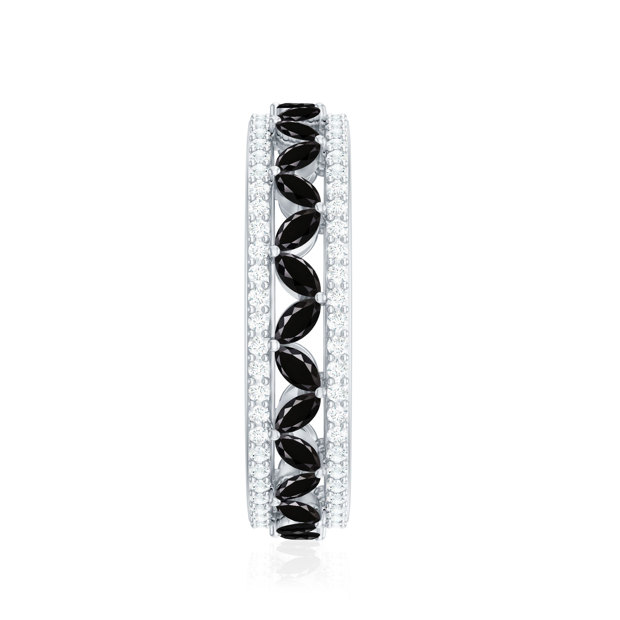 Certified Lab Grown Black Diamond Wedding Band Ring with Moissanite