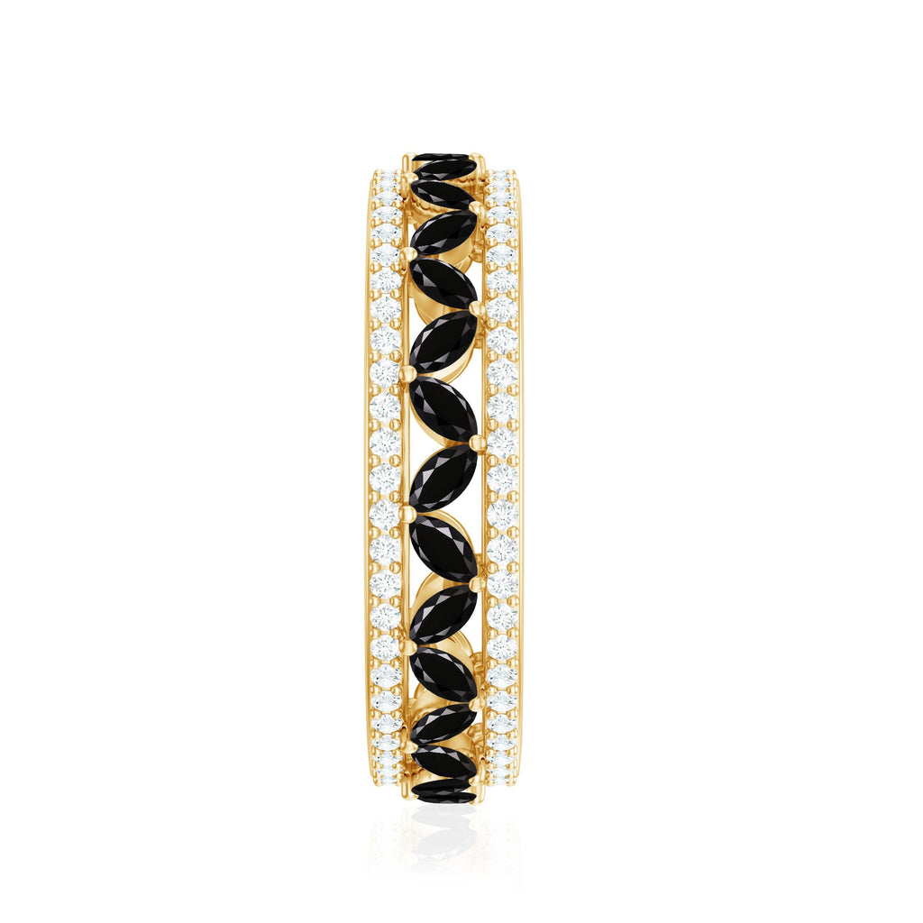Certified Lab Grown Black Diamond Wedding Band Ring with Moissanite