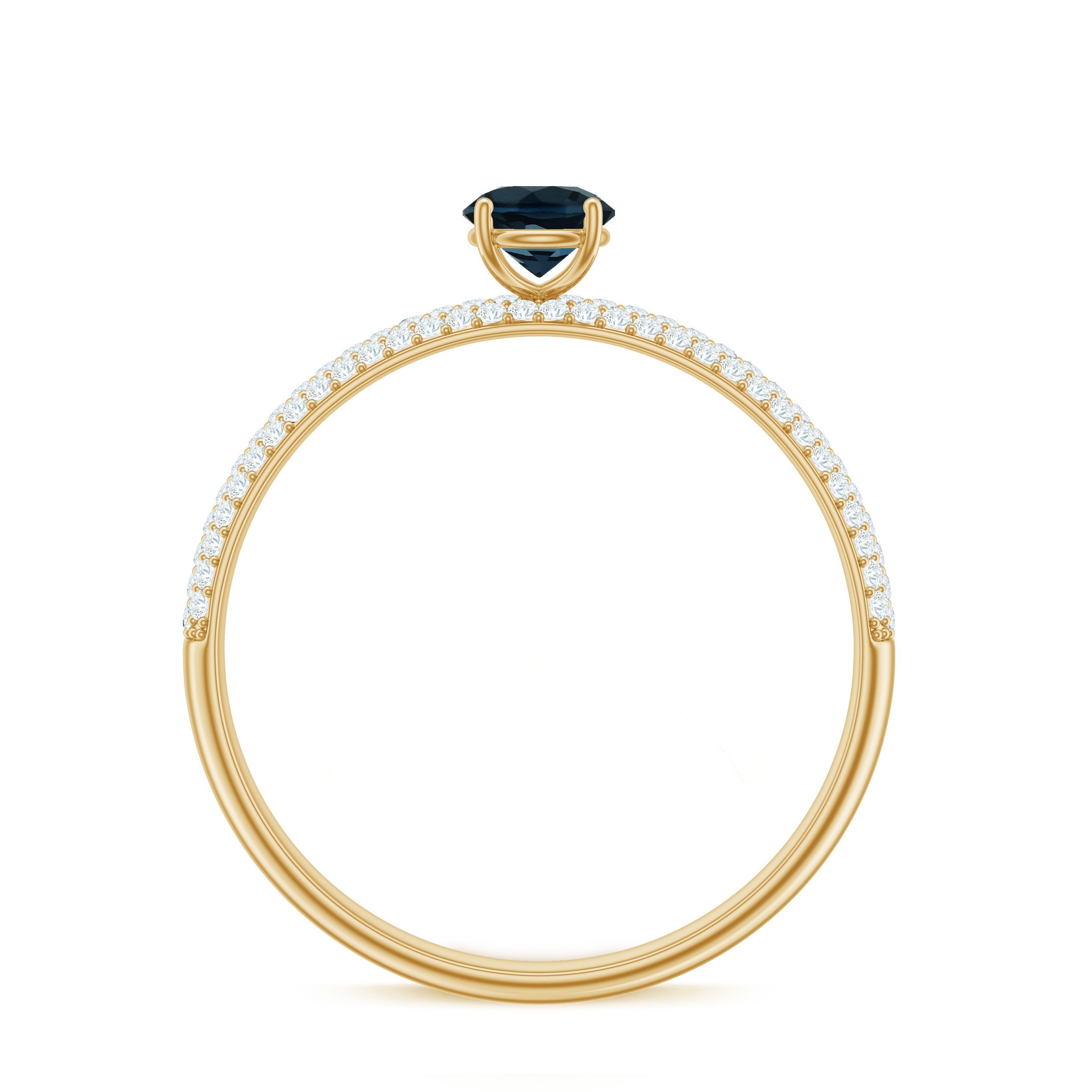 5mm London Blue Topaz Solitaire Promise Ring with Diamond