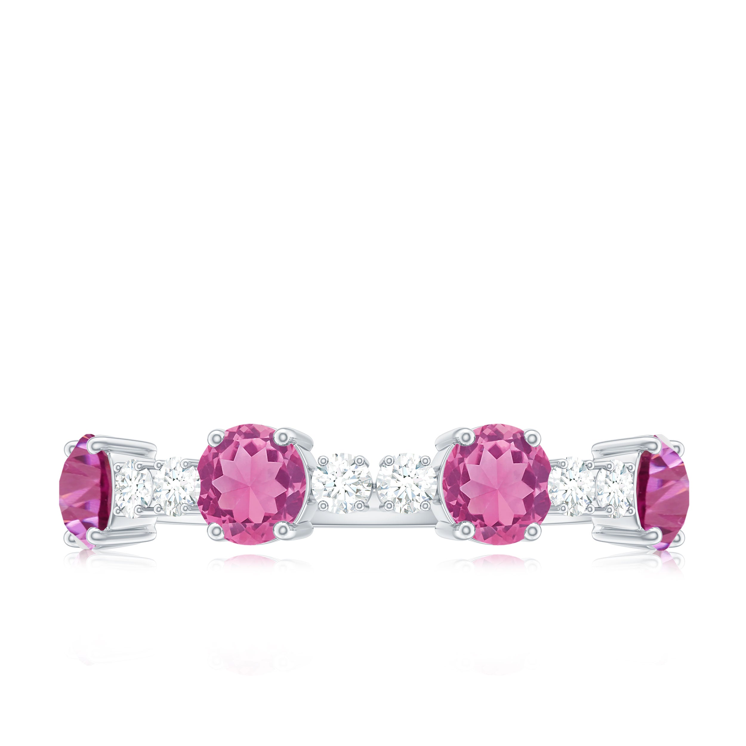 Alternate Semi Eternity Ring with Pink Tourmaline and Diamond