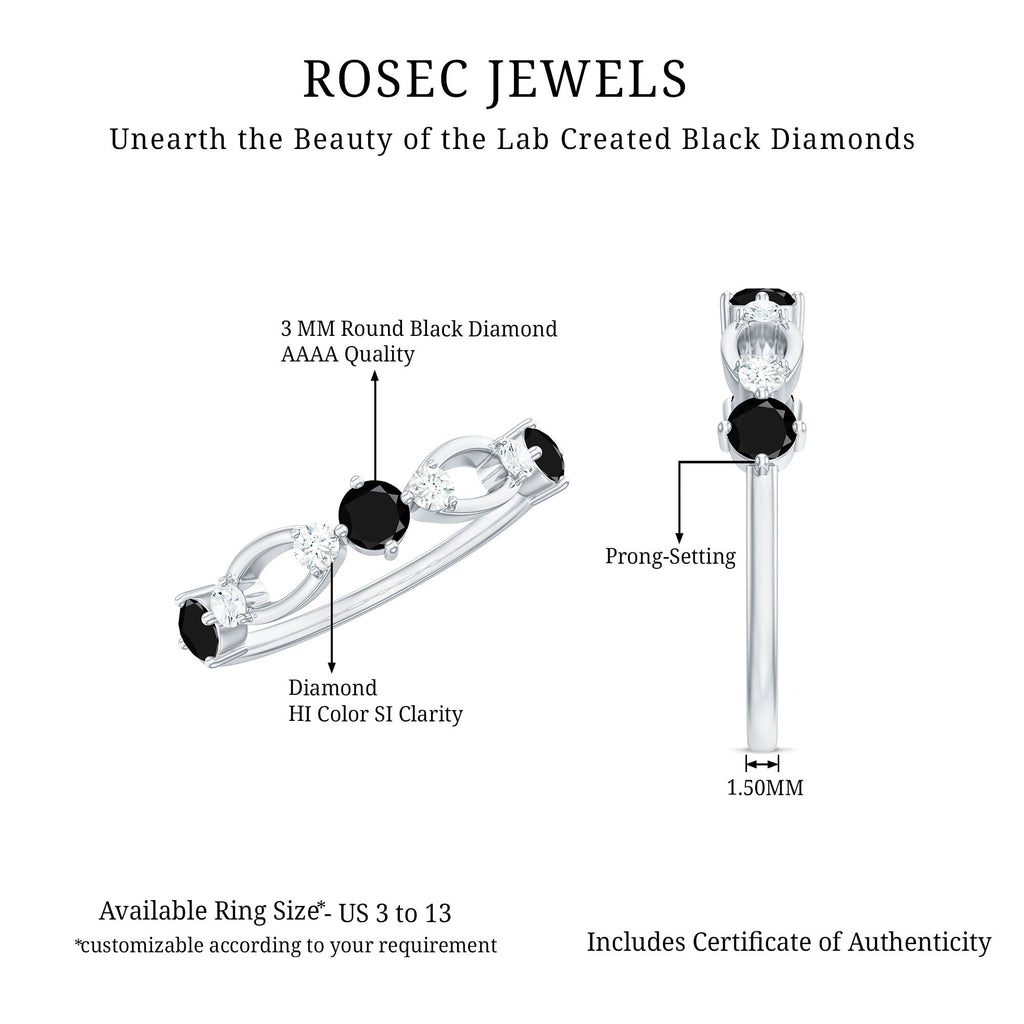 Certified Lab Grown Black and White Diamond Promise Ring