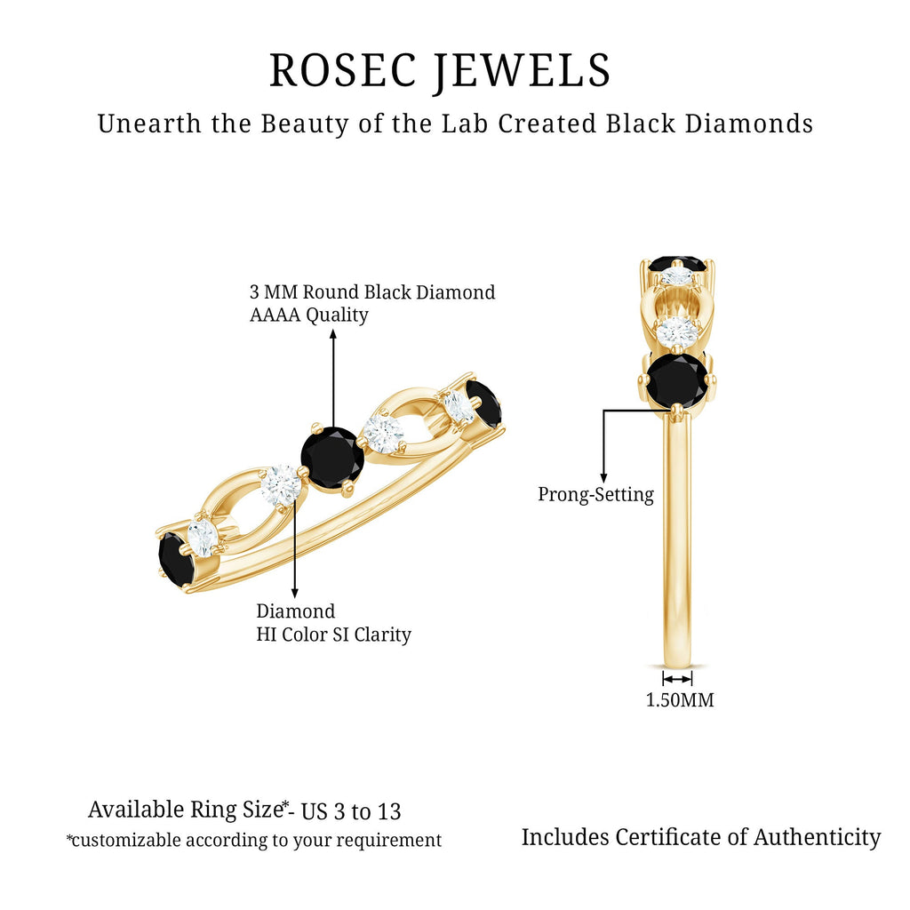 Certified Lab Grown Black and White Diamond Promise Ring