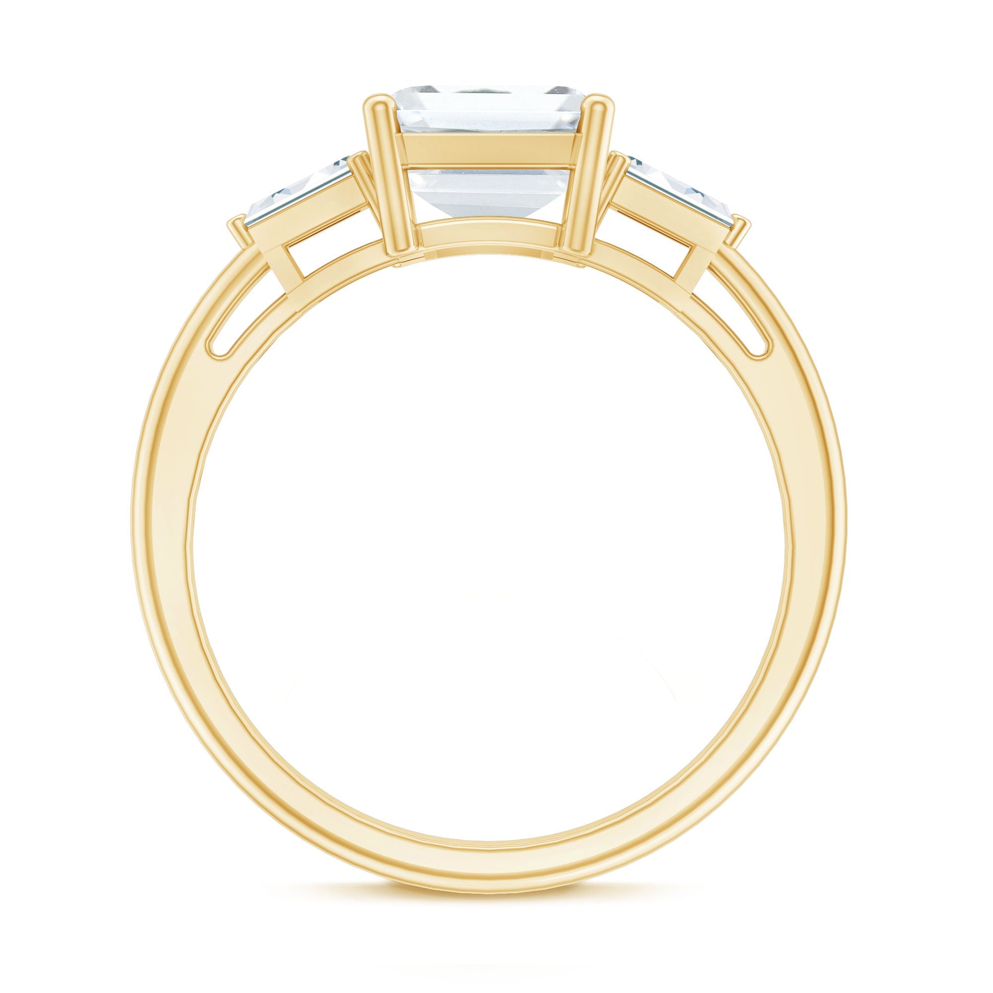 Solitaire Moissanite Emerald Cut Engagement Ring with Certificate