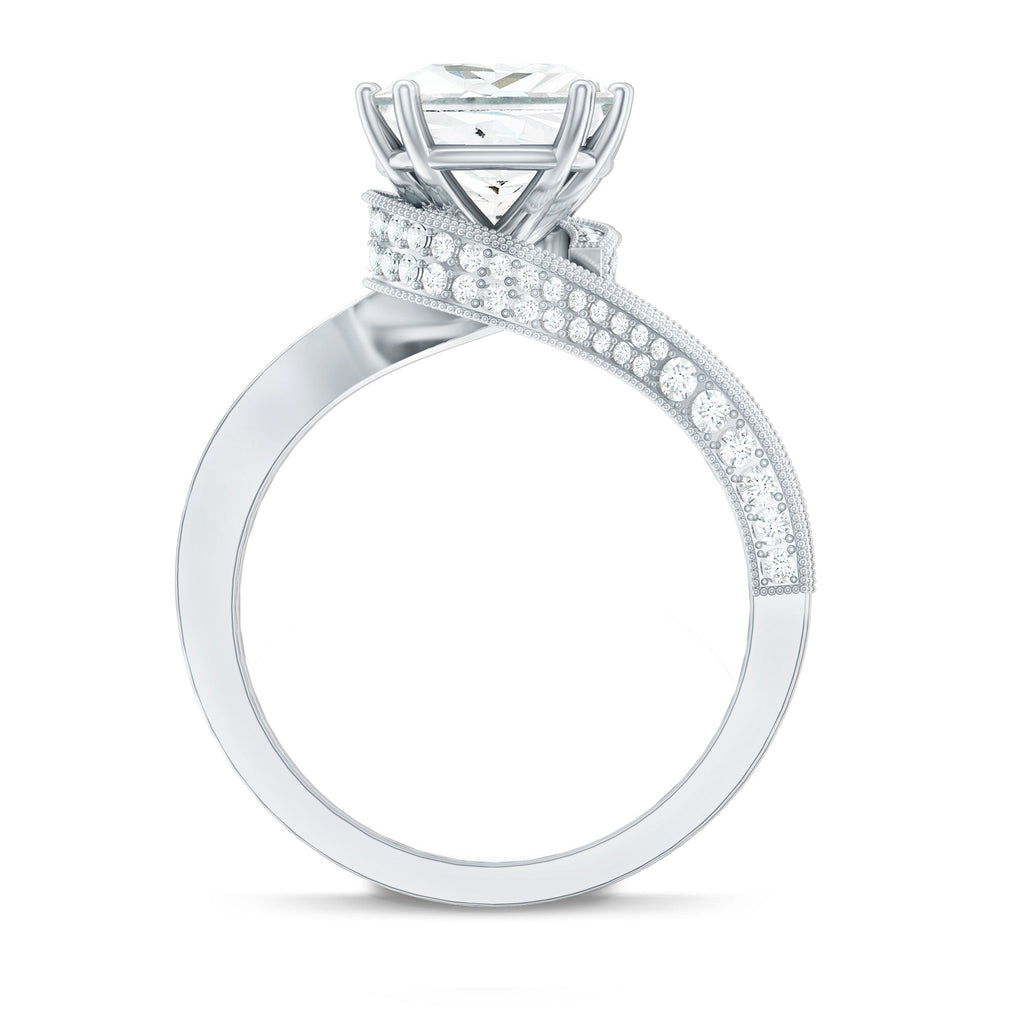 Designer Solitaire Cubic Zirconia Bypass Engagement Ring