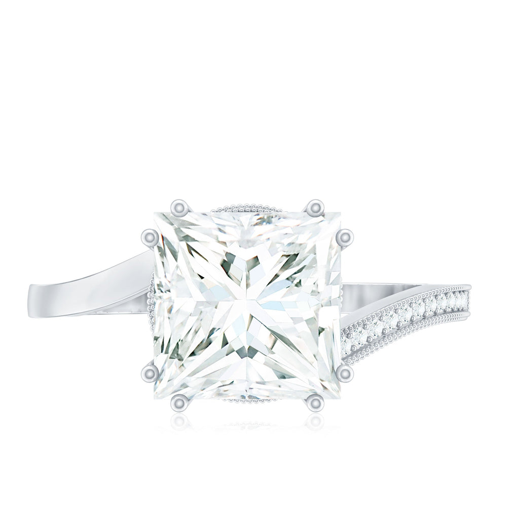 Designer Solitaire Cubic Zirconia Bypass Engagement Ring