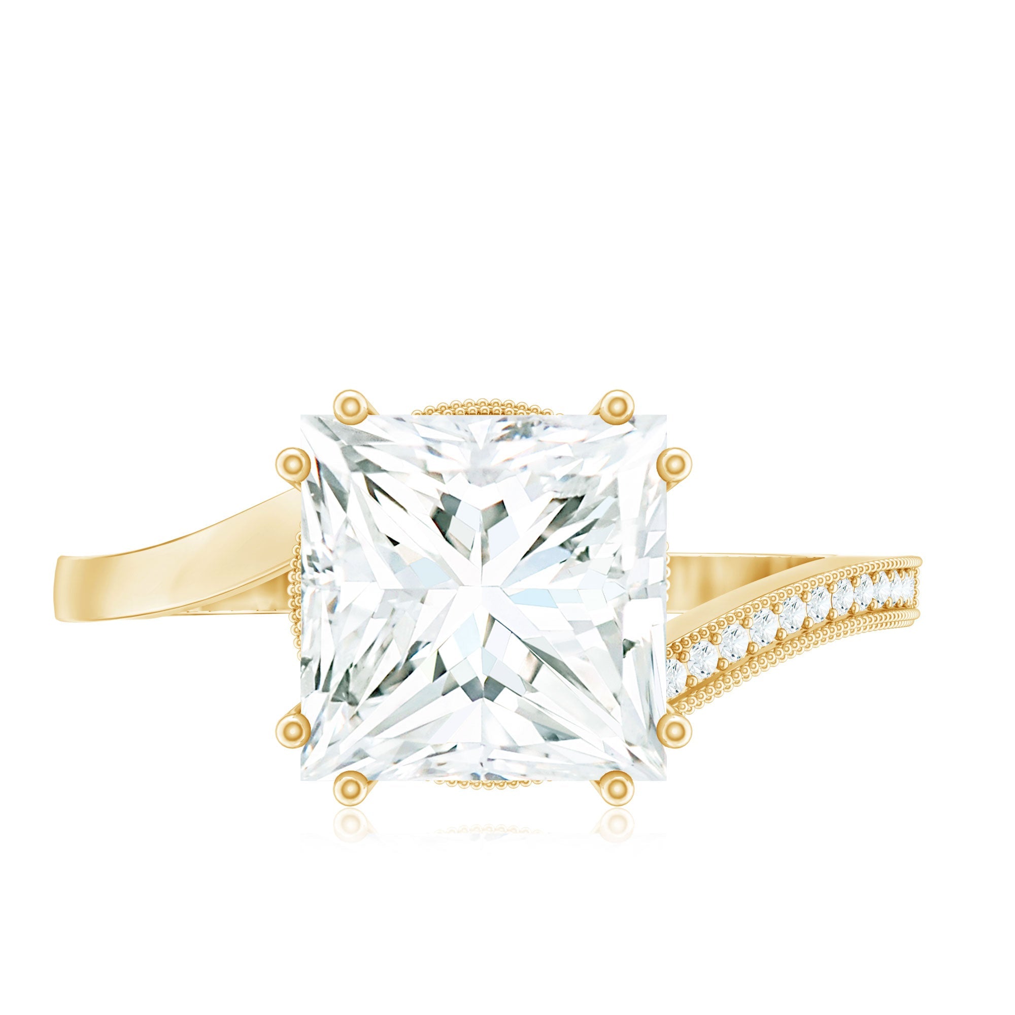 Designer Solitaire Cubic Zirconia Bypass Engagement Ring