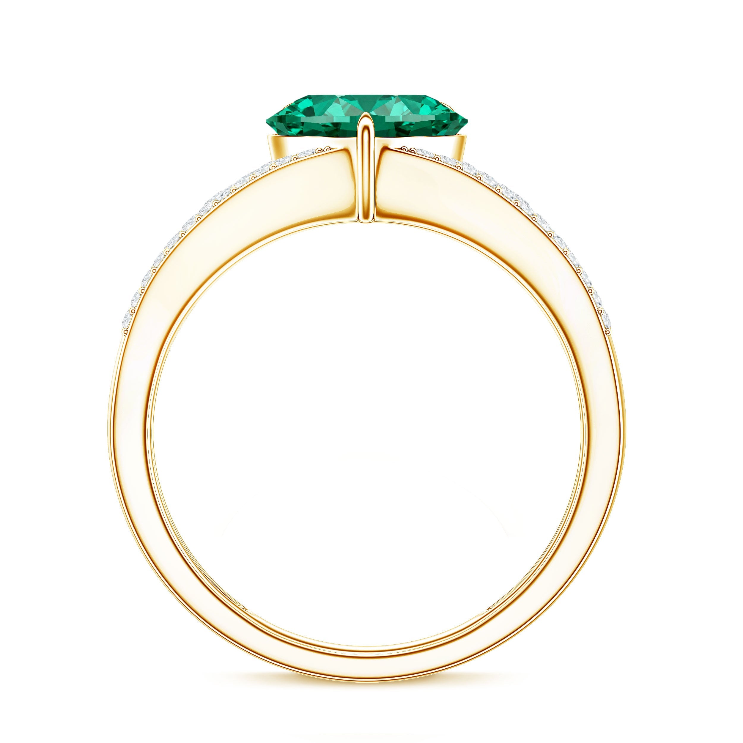 Designer 8 mm Lab Grown Emerald Heart Engagement Ring With Diamonds