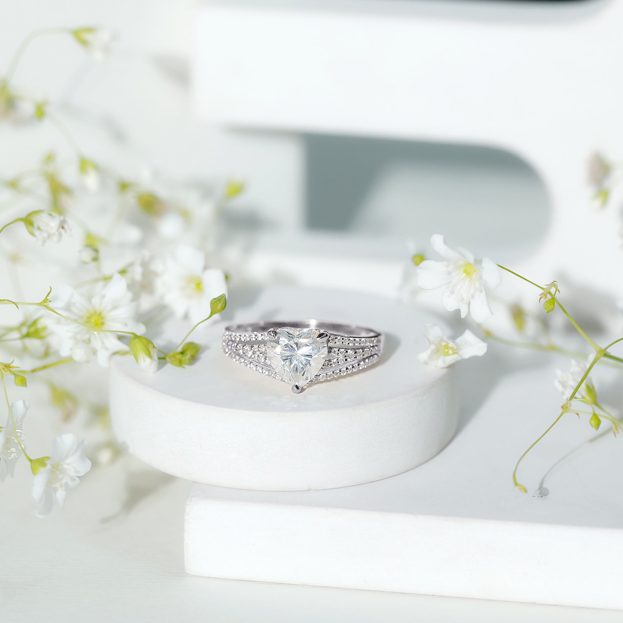 Certified Cubic Zirconia Heart Engagement Ring