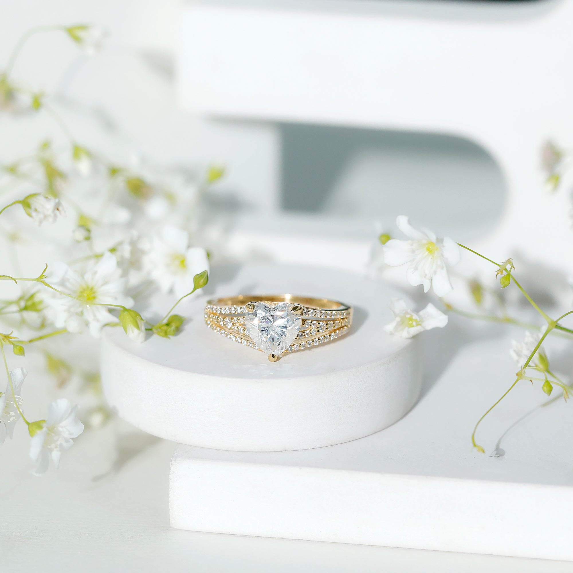 Certified Cubic Zirconia Heart Engagement Ring