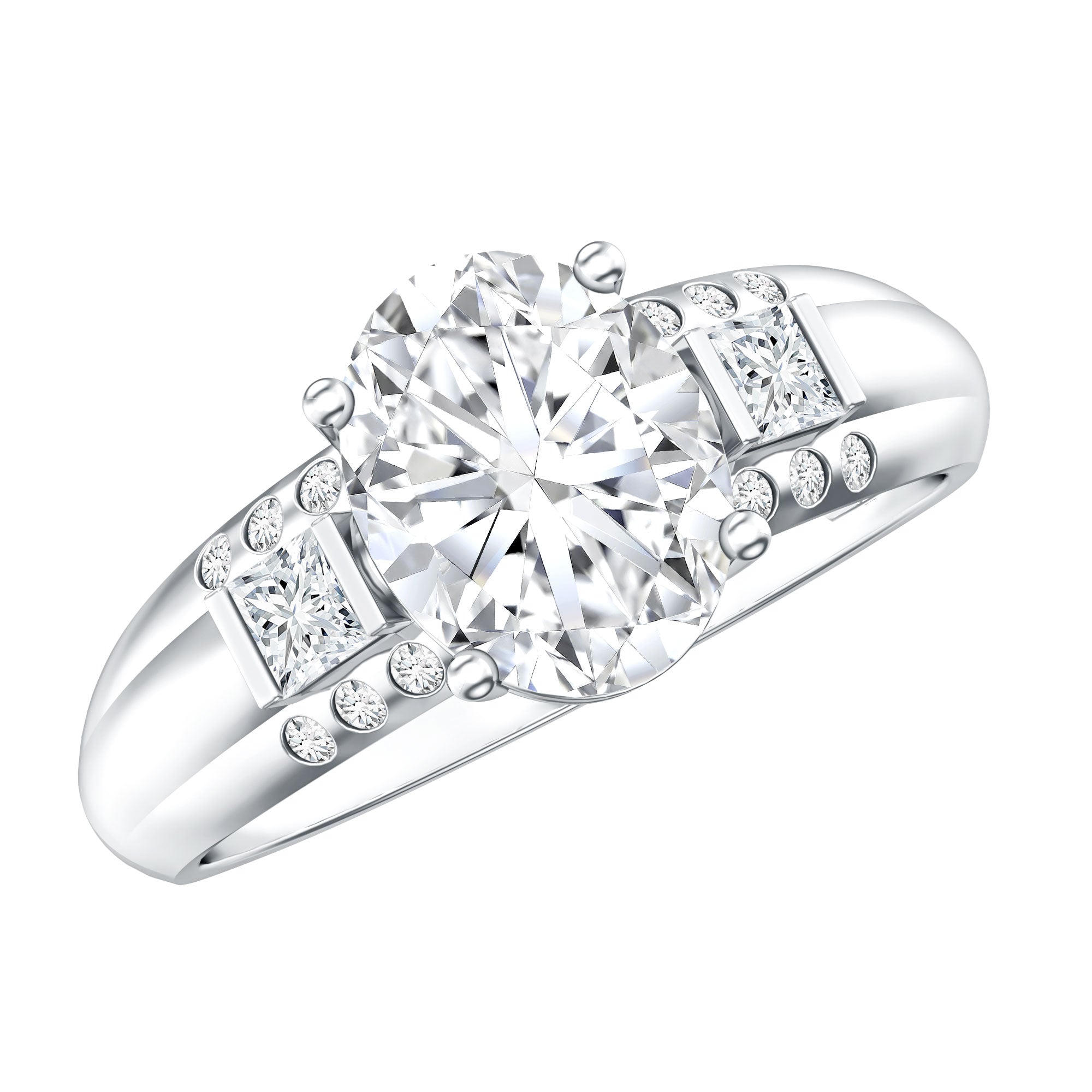 Oval Cubic Zirconia Solitaire Engagement Ring