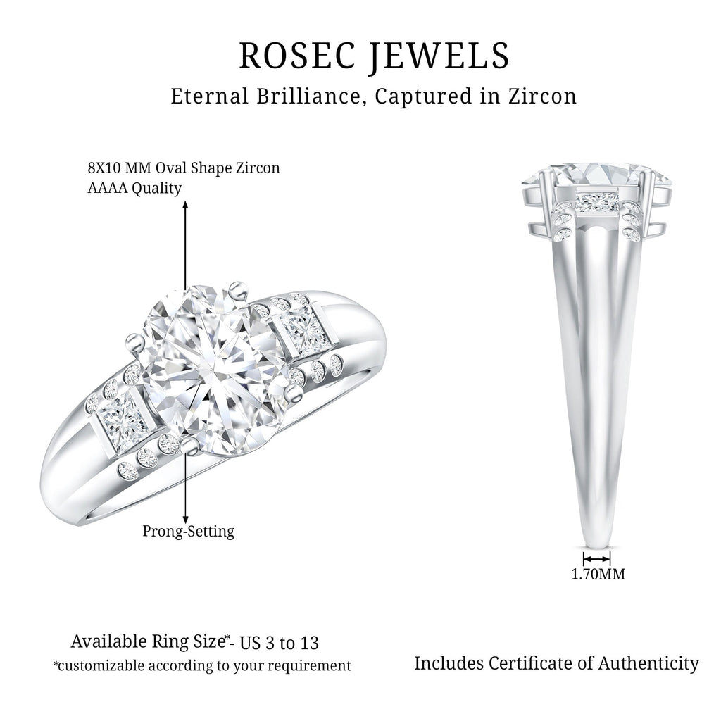 Oval Cubic Zirconia Solitaire Engagement Ring