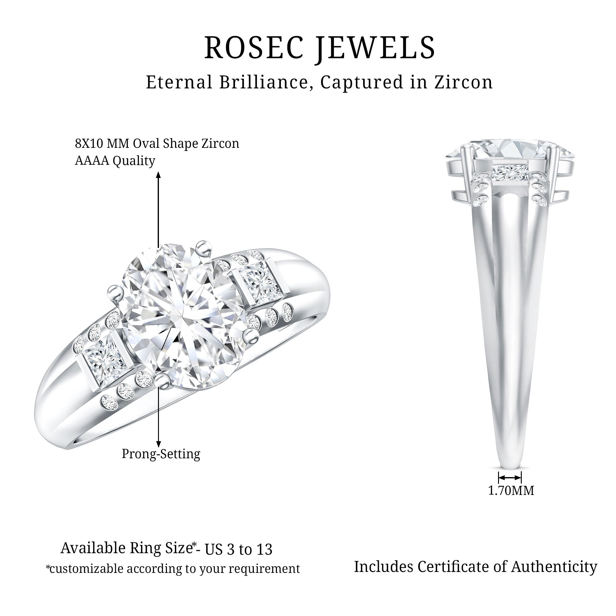 Oval Cubic Zirconia Solitaire Engagement Ring