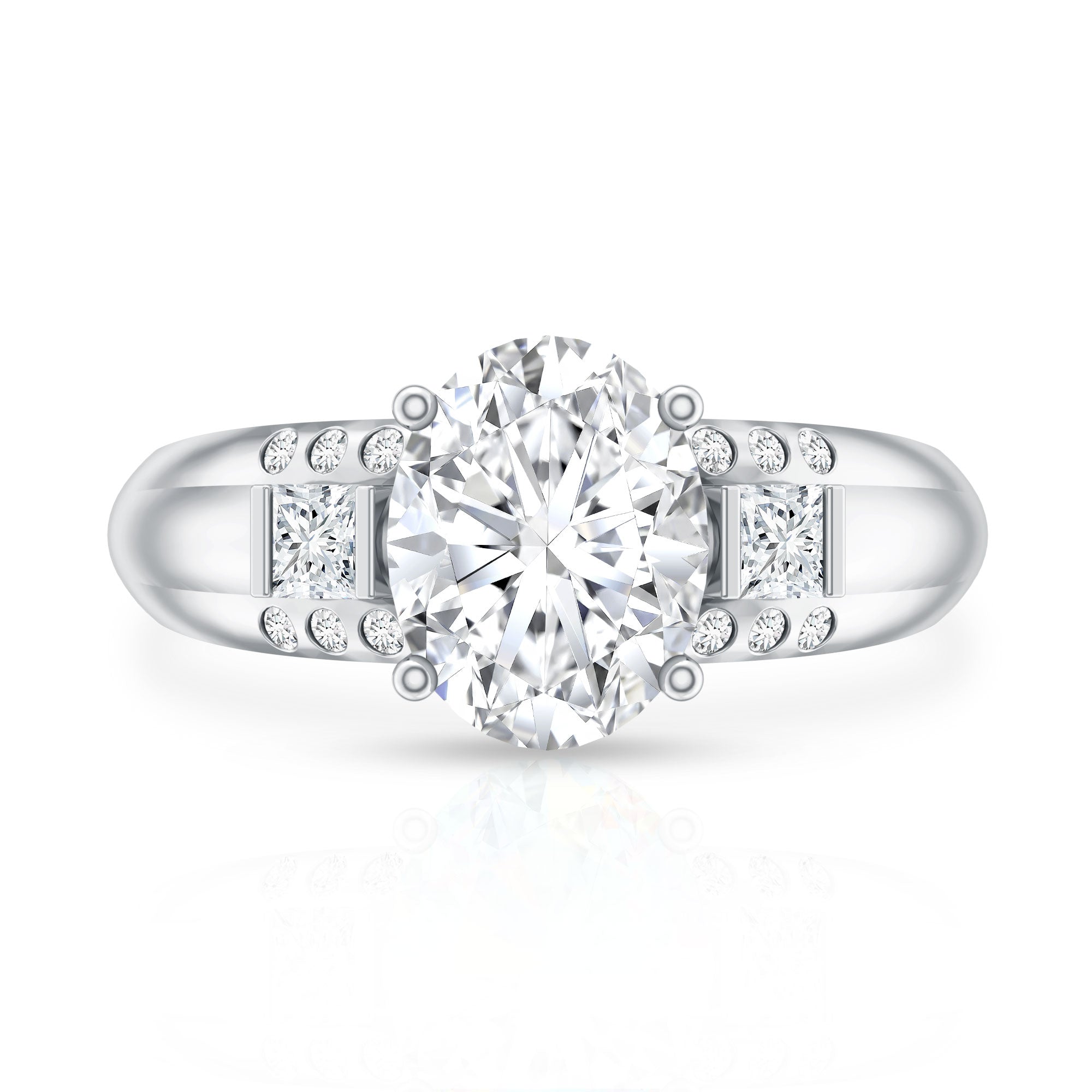 Oval Cubic Zirconia Solitaire Engagement Ring