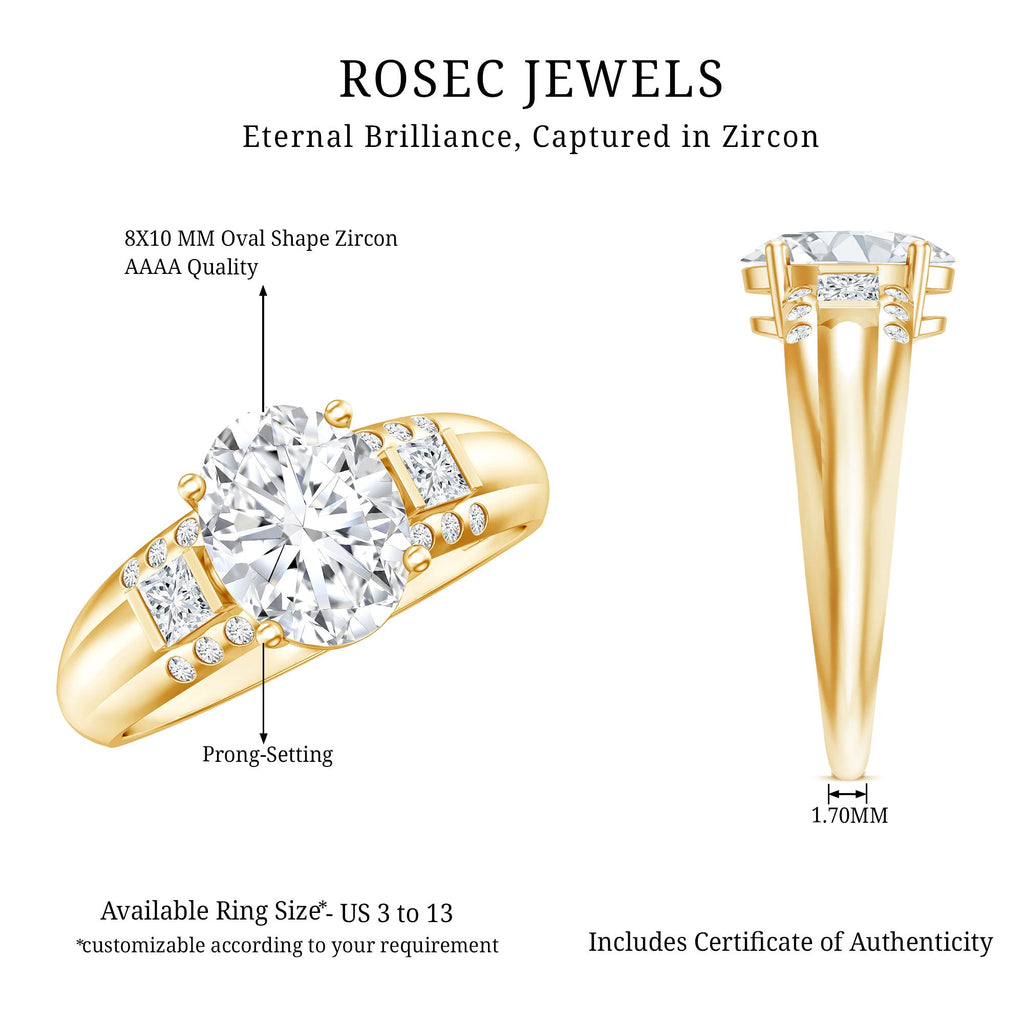 Oval Cubic Zirconia Solitaire Engagement Ring
