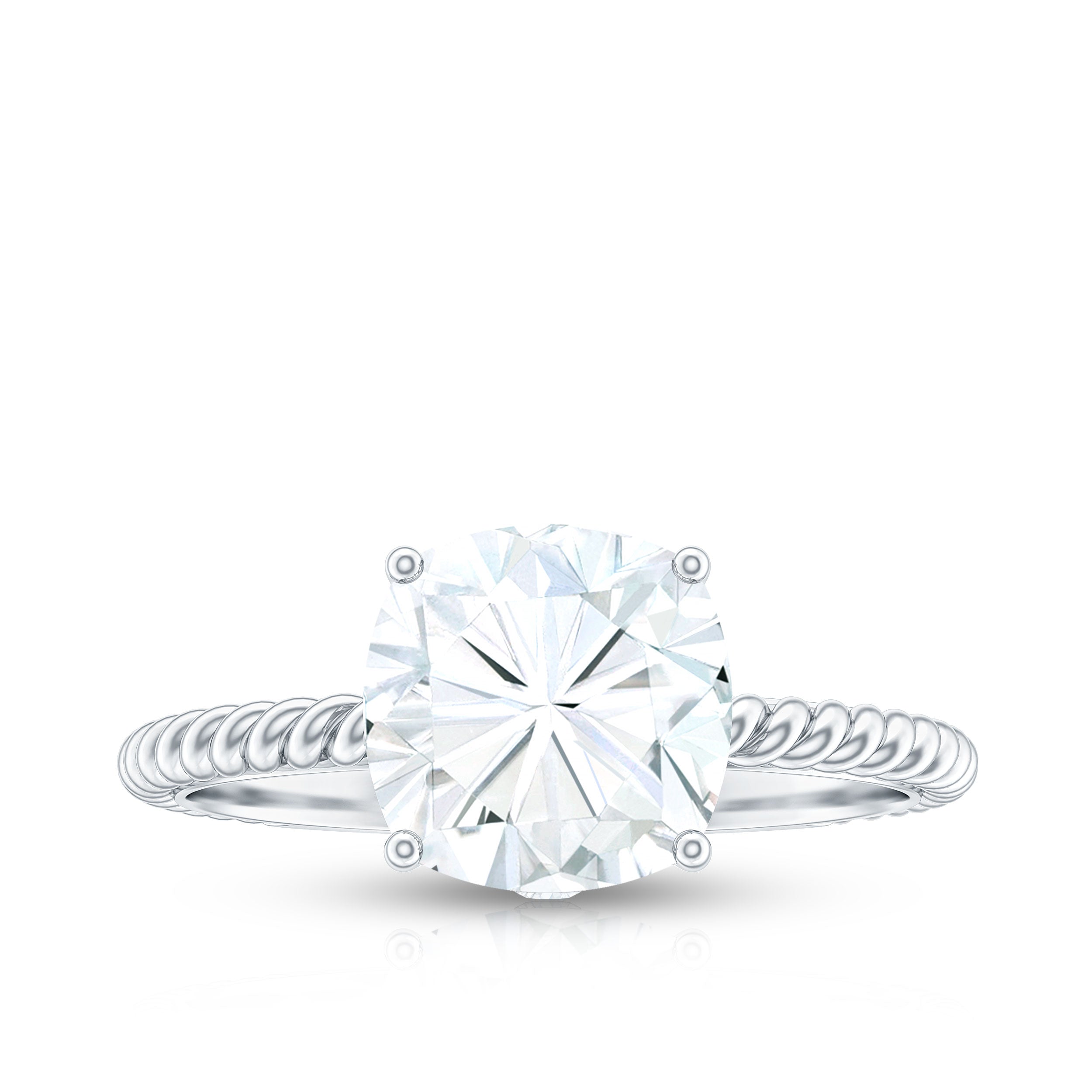 Cushion Cut Cubic Zirconia Solitaire Engagement Ring