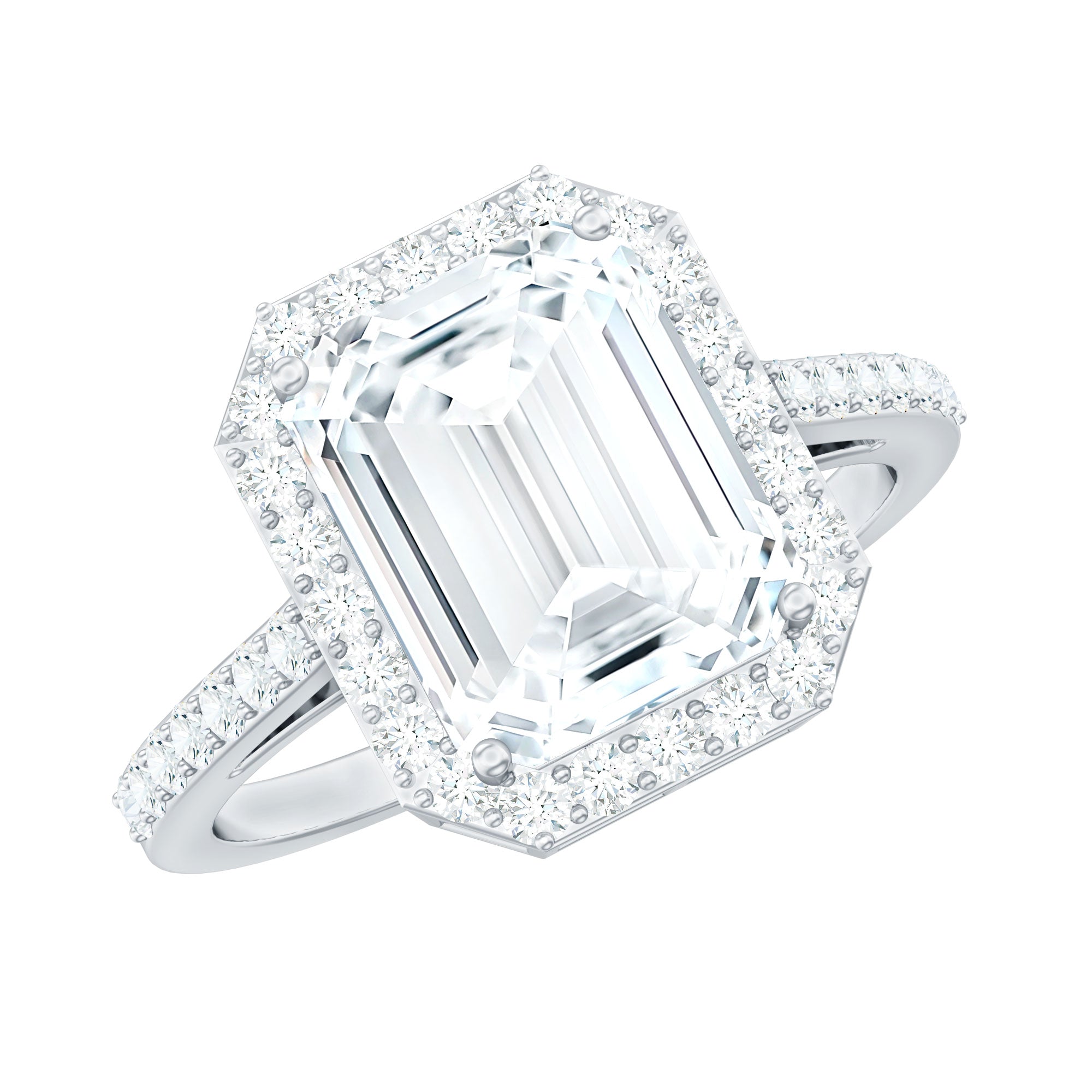 Emerald Cut Cubic Zirconia Statement Engagement Ring