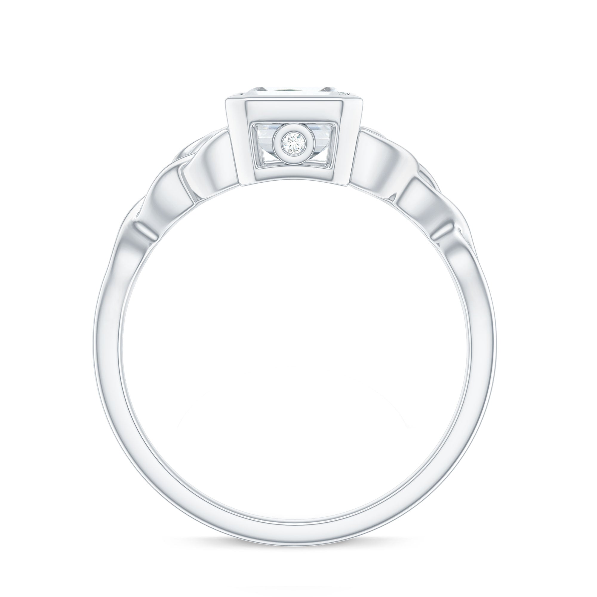 Emerald Cut Zircon Celtic Solitaire Engagement Ring