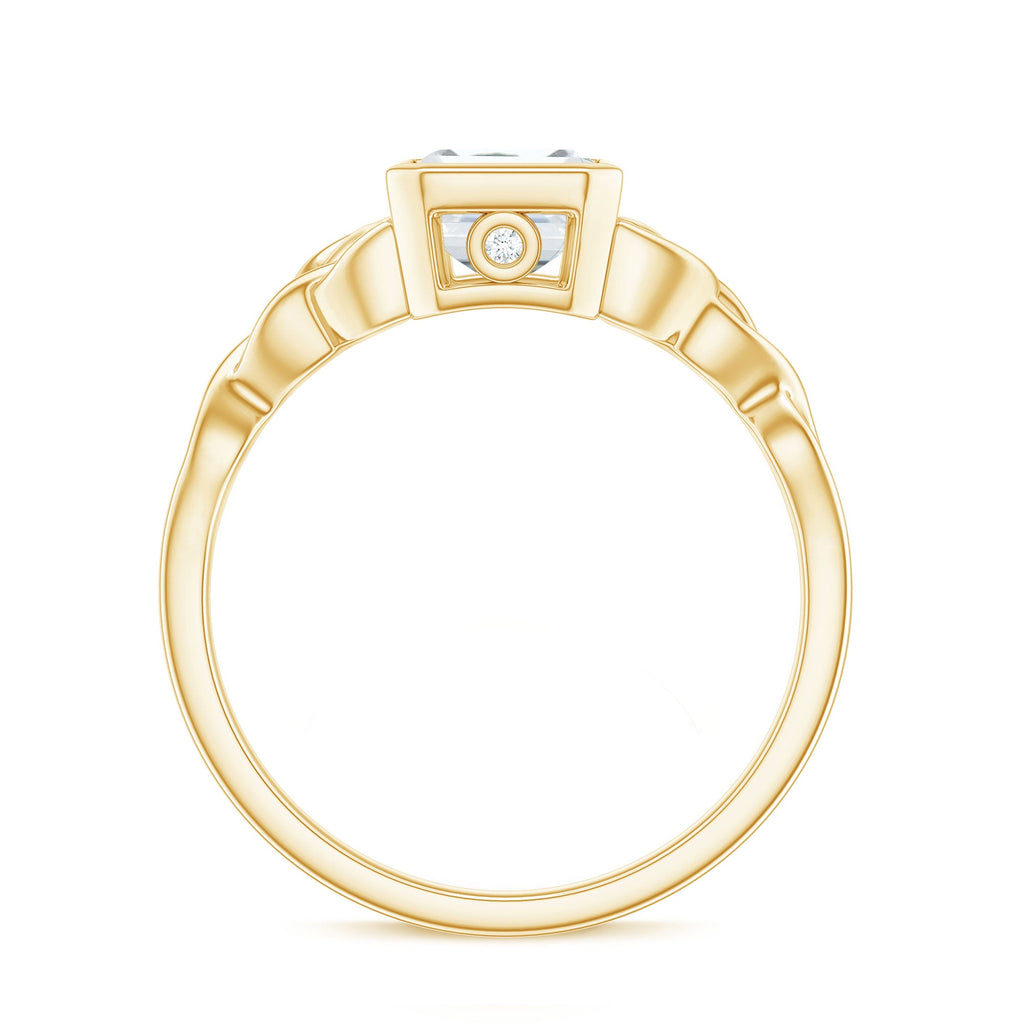 Emerald Cut Zircon Celtic Solitaire Engagement Ring