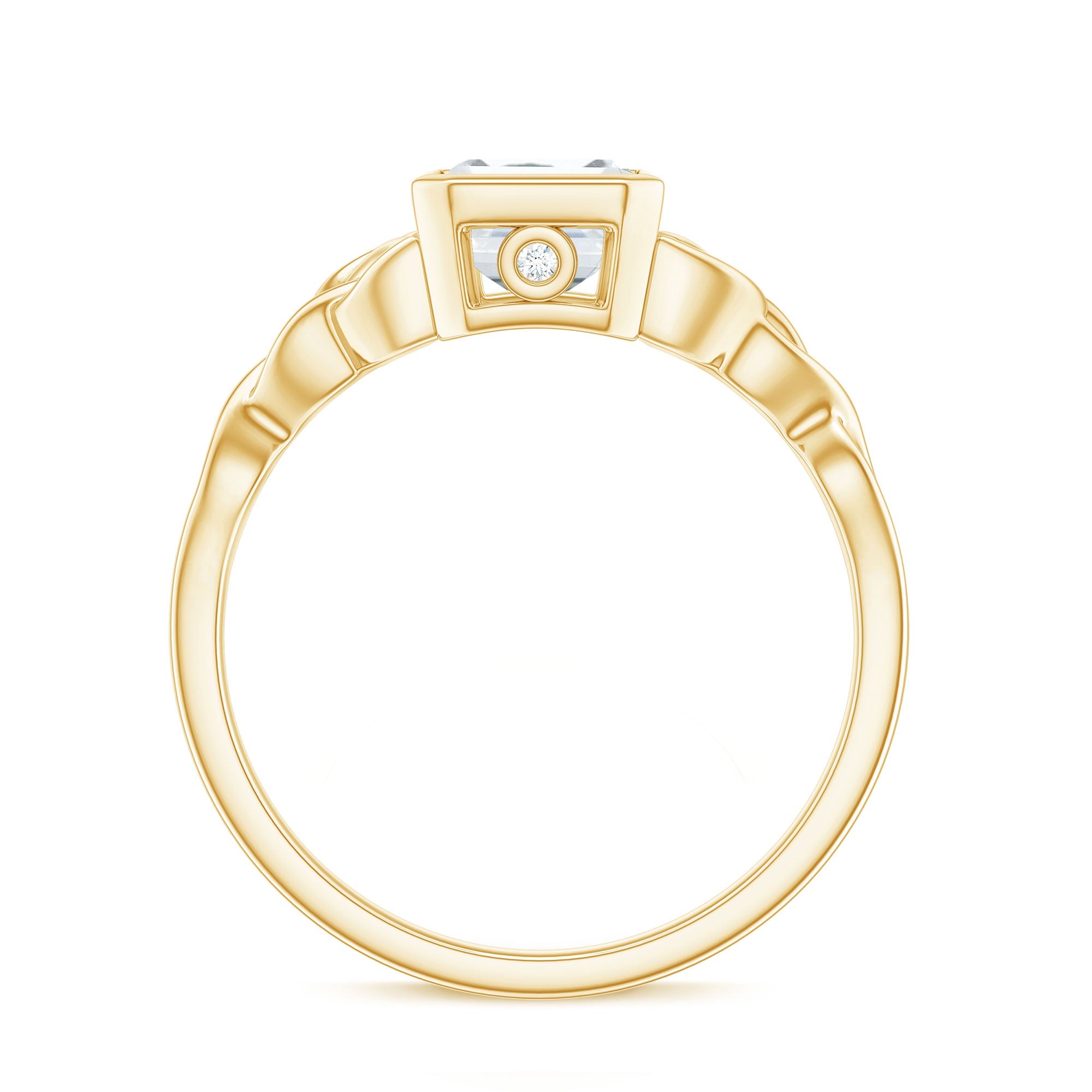 Emerald Cut Zircon Celtic Solitaire Engagement Ring