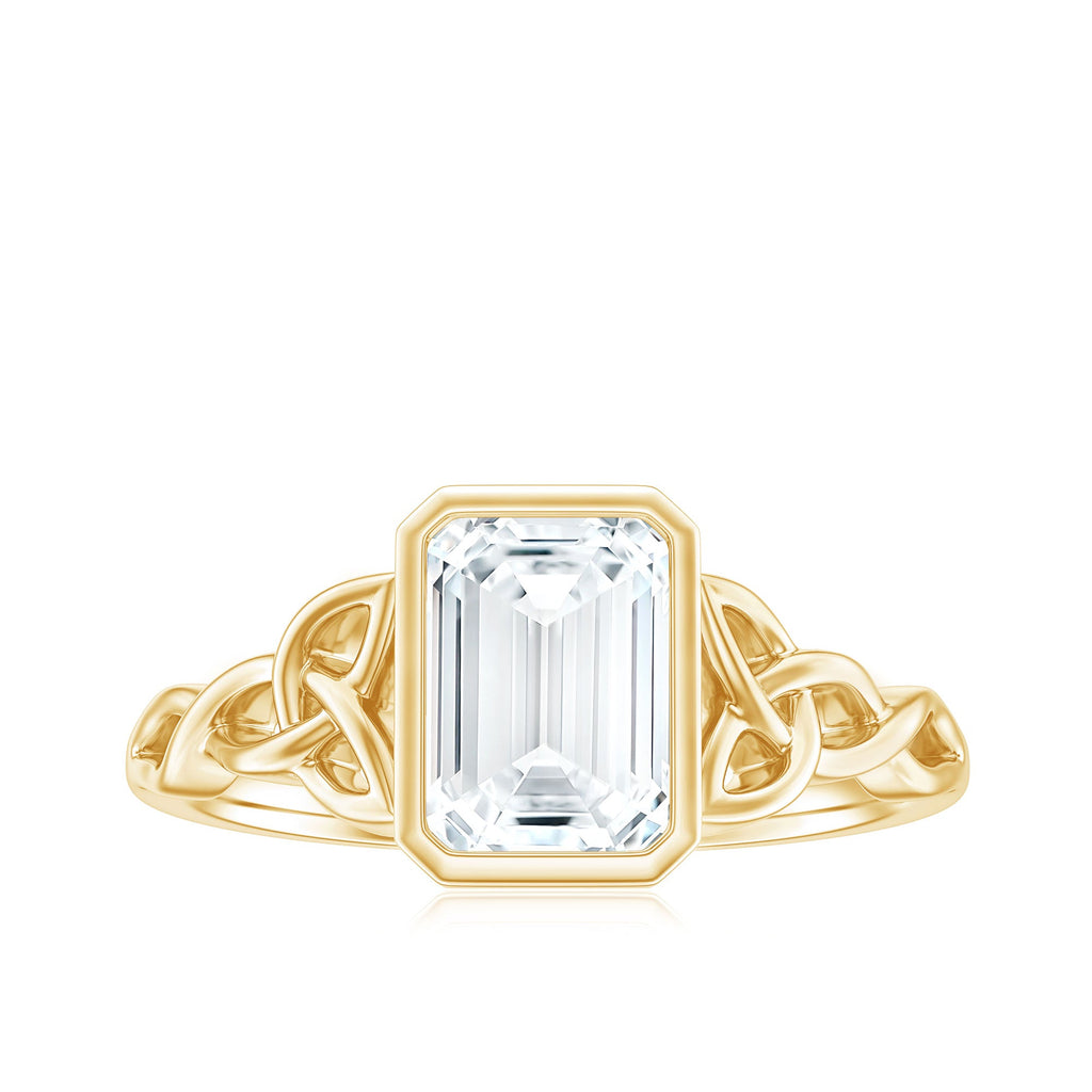 Emerald Cut Zircon Celtic Solitaire Engagement Ring