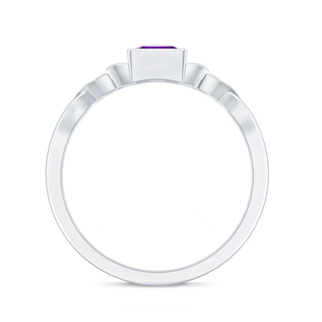 1.2 Carat Princess Cut Amethyst Promise Ring with Celtic Knot