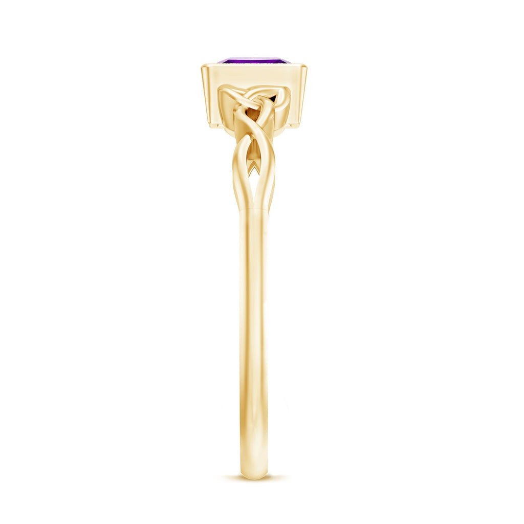1.2 Carat Princess Cut Amethyst Promise Ring with Celtic Knot