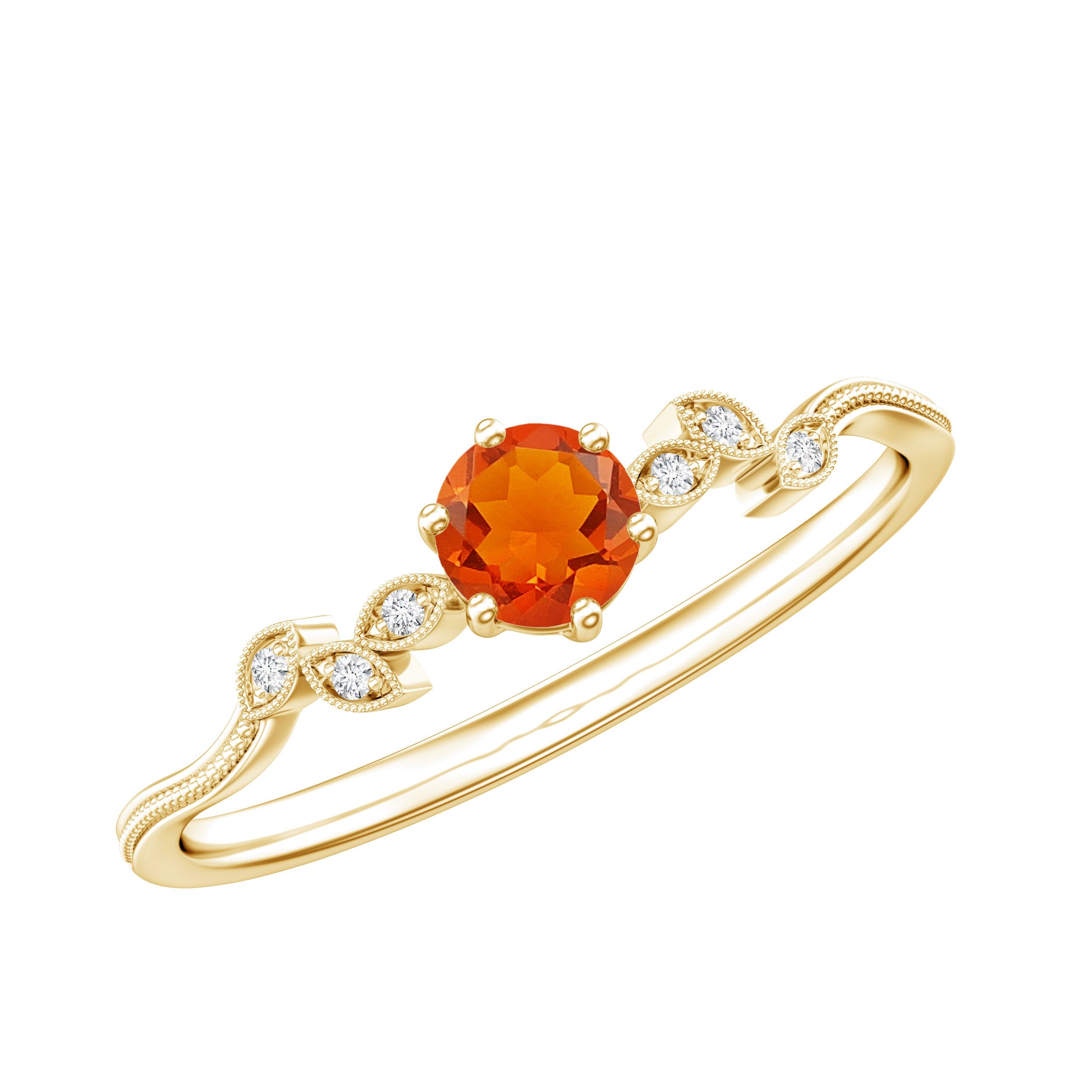 Minimalist Fire Opal and Diamond Promise Ring for Women