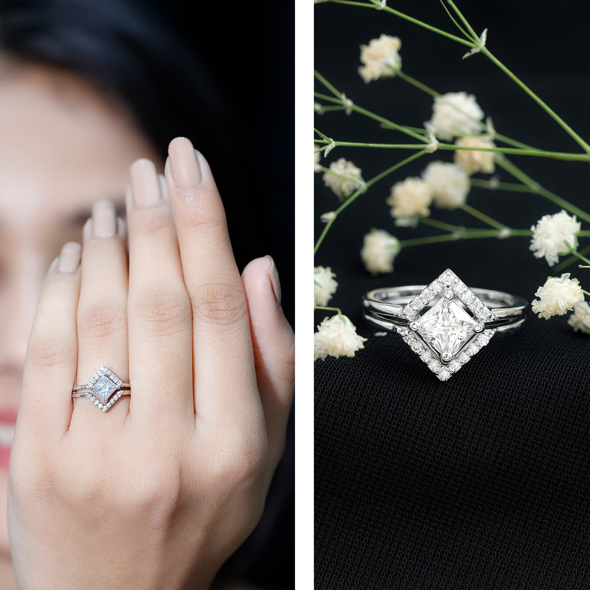 Princess Cut Lab Grown Diamond Bridal Ring Set