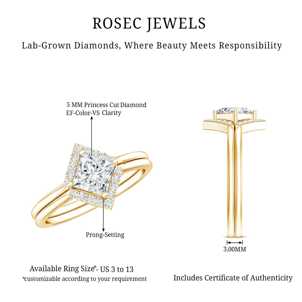 Princess Cut Lab Grown Diamond Bridal Ring Set