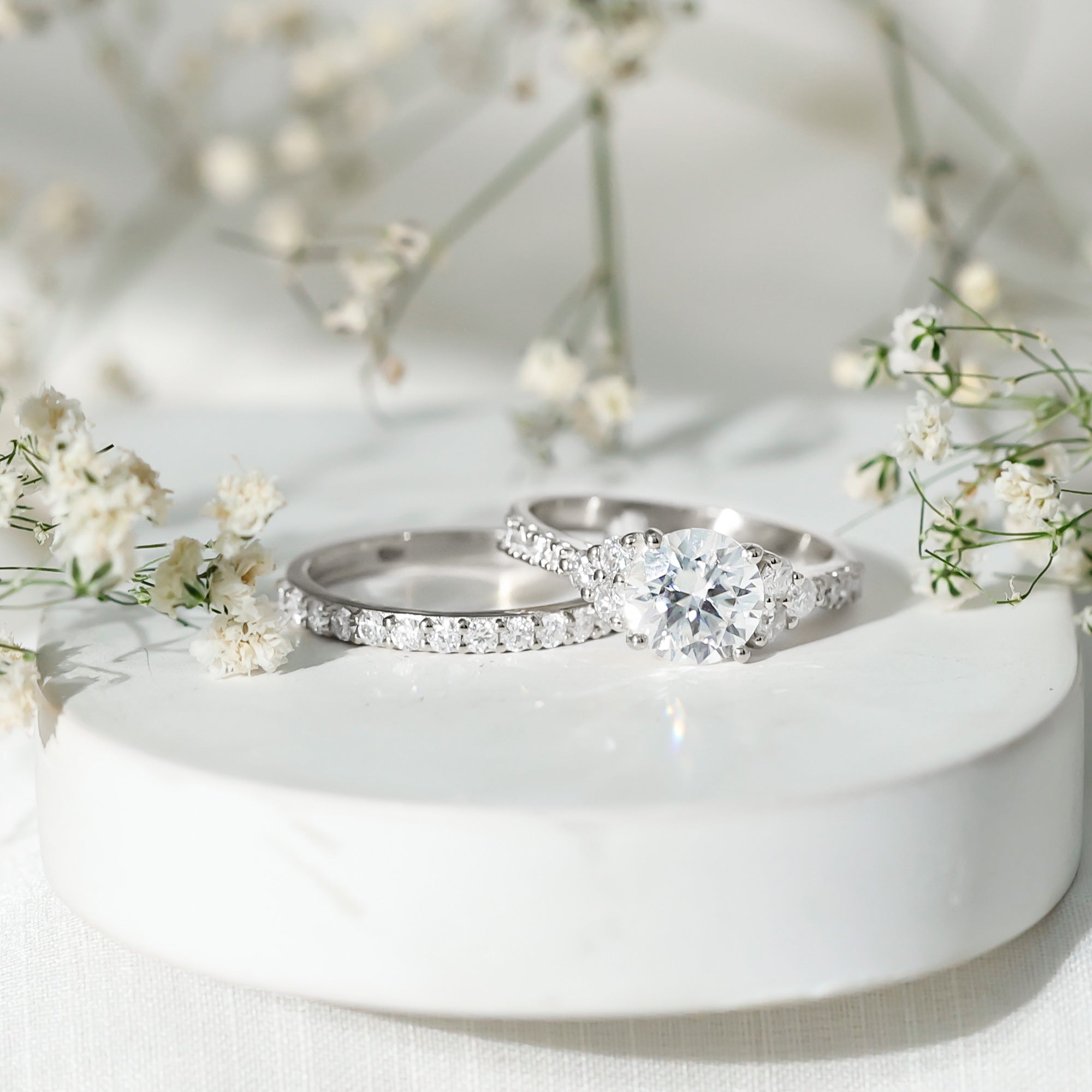 Certified Lab Grown Diamond Engagement Ring With Ring Guard for Her