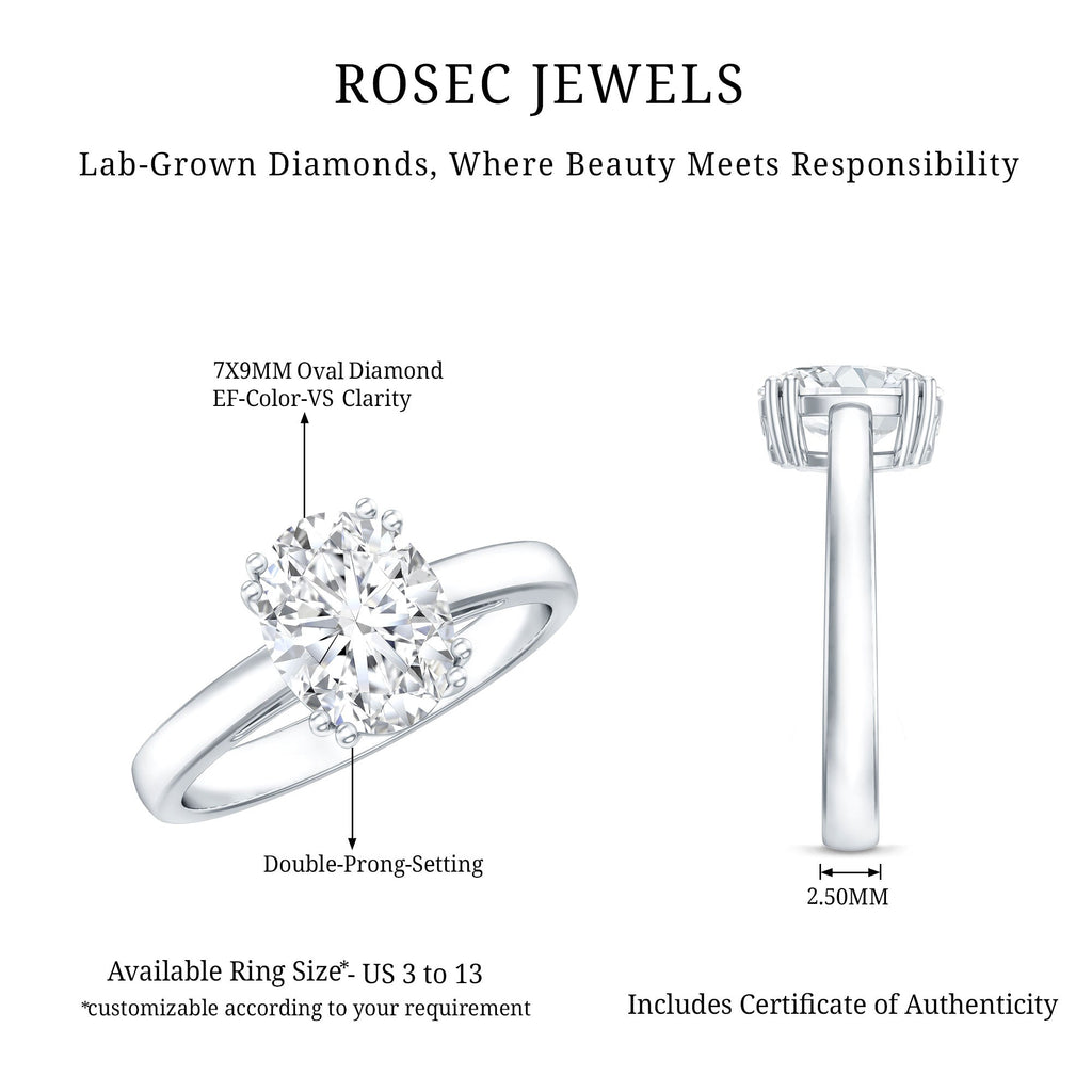 4 Prong Oval Cut Lab Grown Diamond Engagement Ring