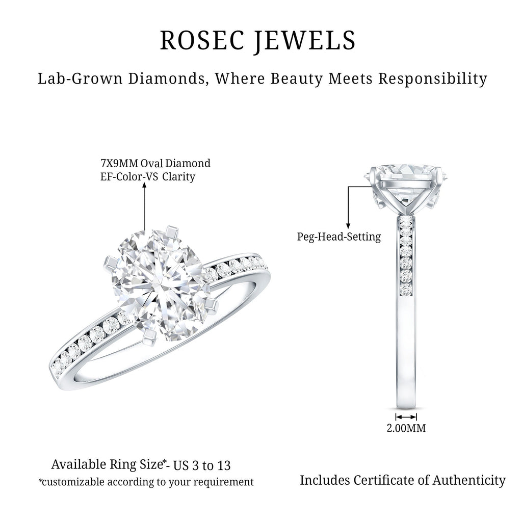 Certified 7X9 MM Lab Grown Diamond Oval Engagement Ring