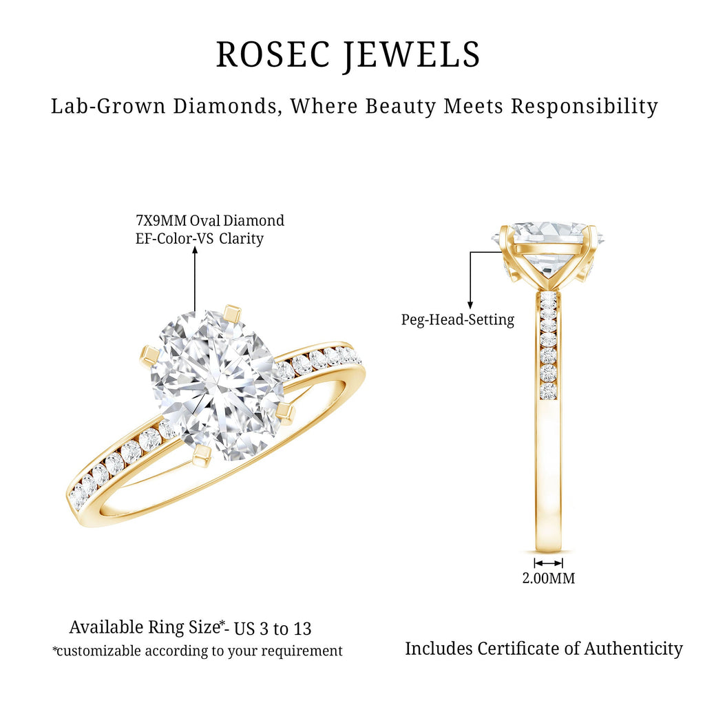Certified 7X9 MM Lab Grown Diamond Oval Engagement Ring