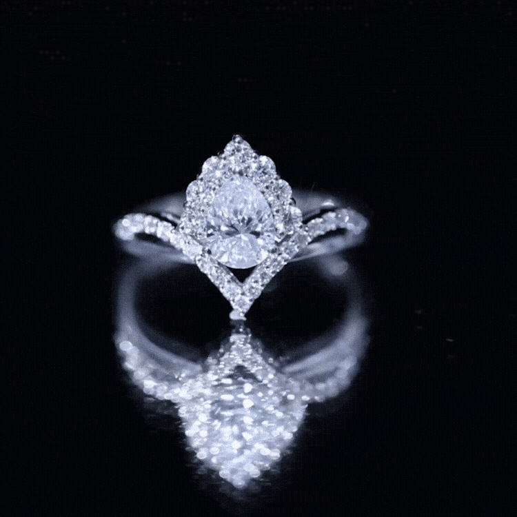 Pear Cut 5X7MM Lab Grown Diamond Designer Engagement Ring