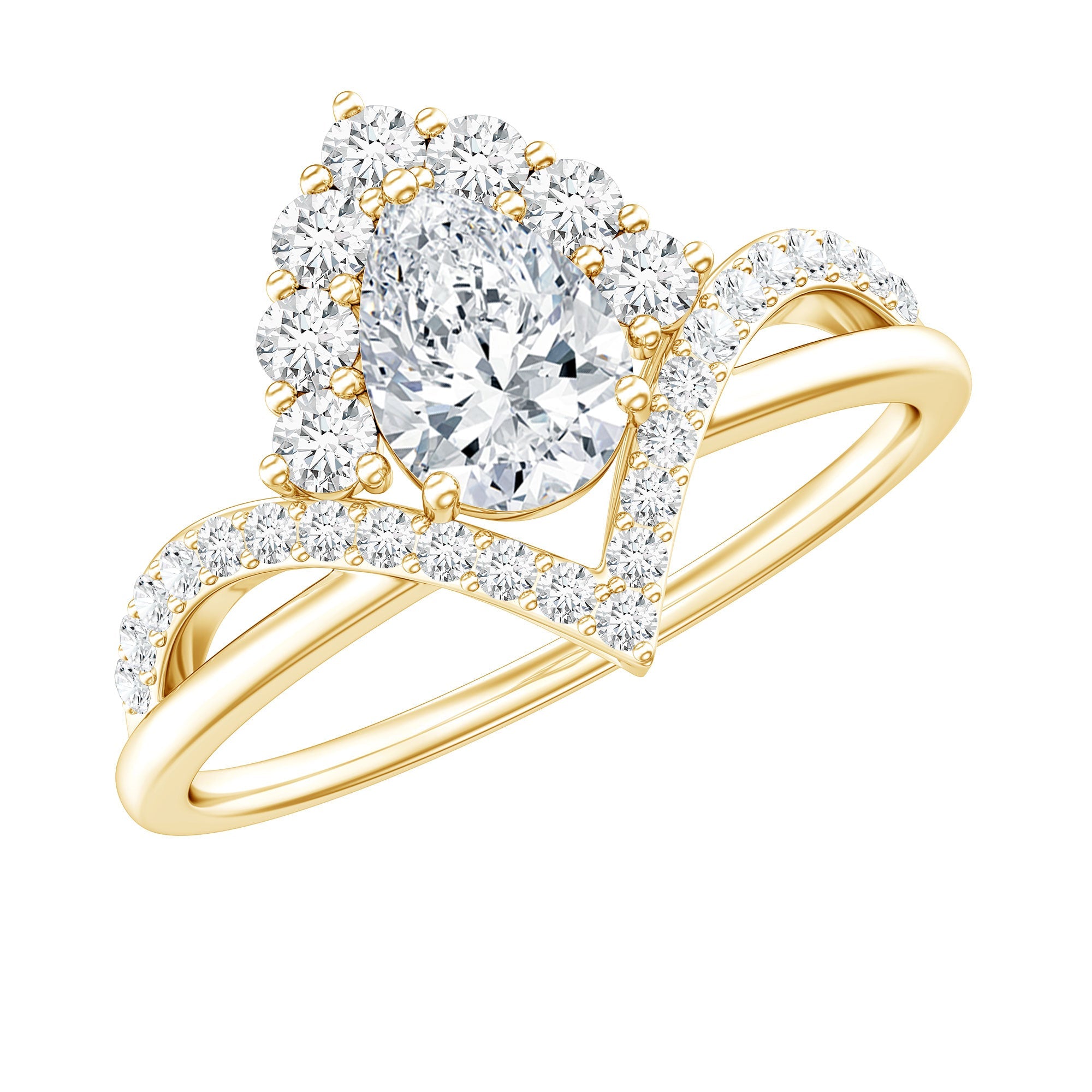 Pear Cut 5X7MM Lab Grown Diamond Designer Engagement Ring