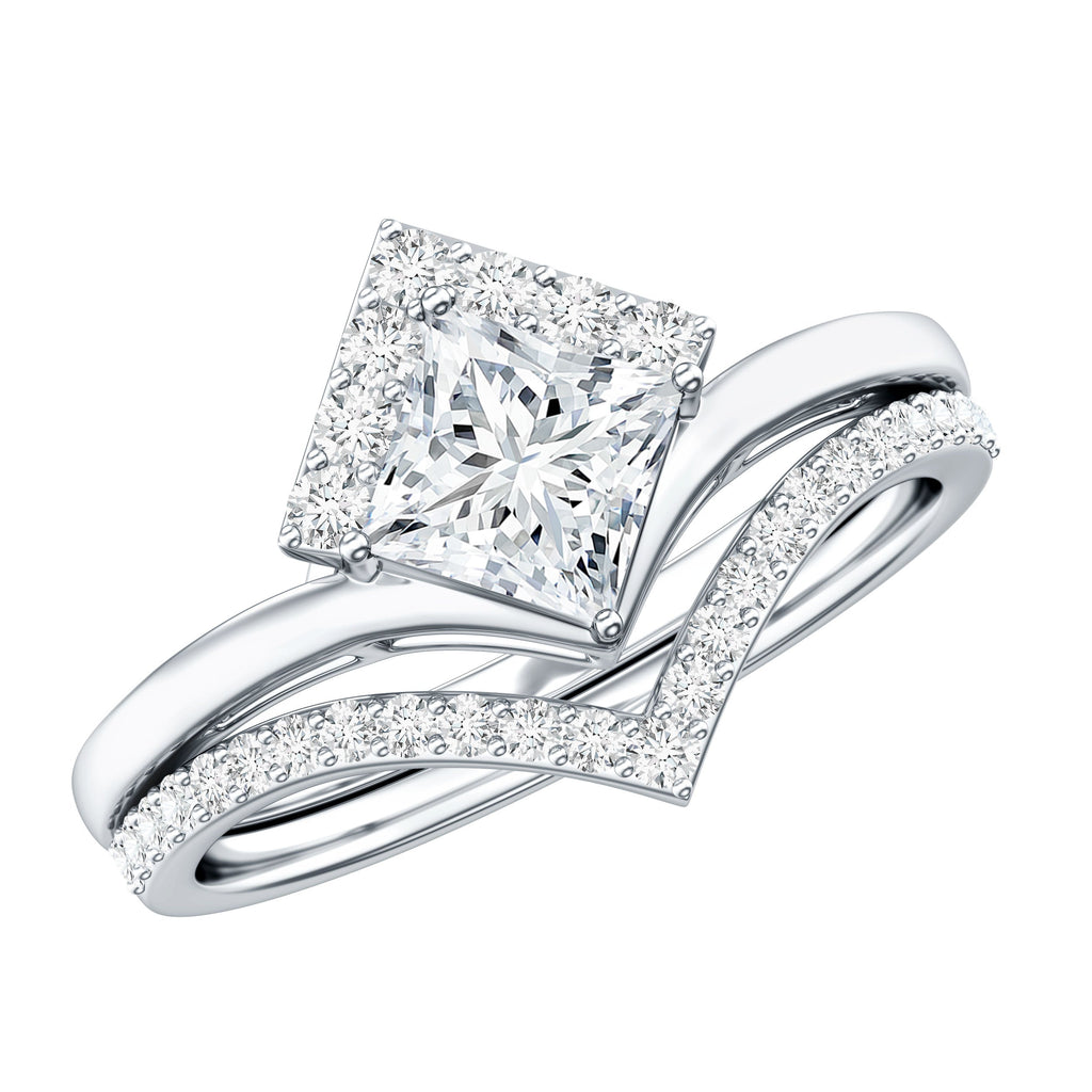 Lab Grown Diamond Princess Cut Engagement Ring With Ring Guard