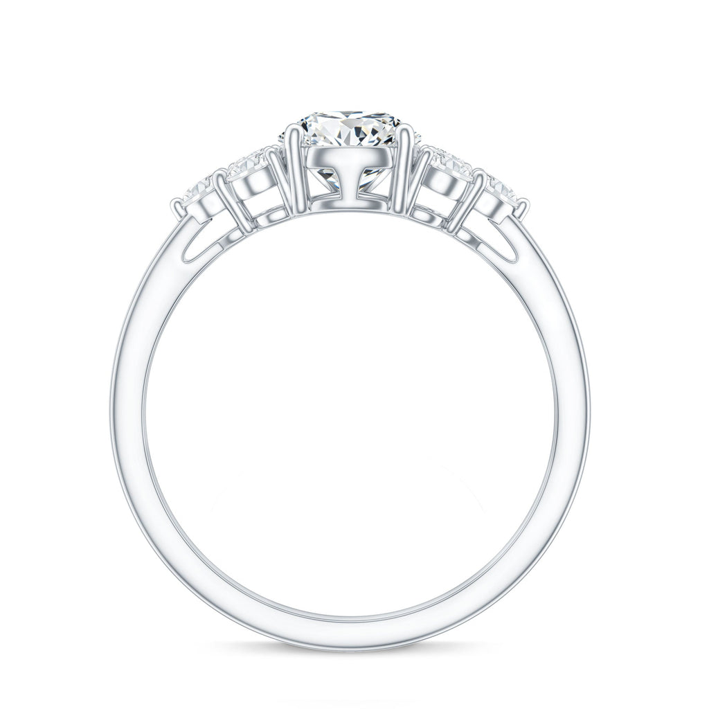 Lab Grown Diamond Teardrop Engagement Ring With Round Shape Trio