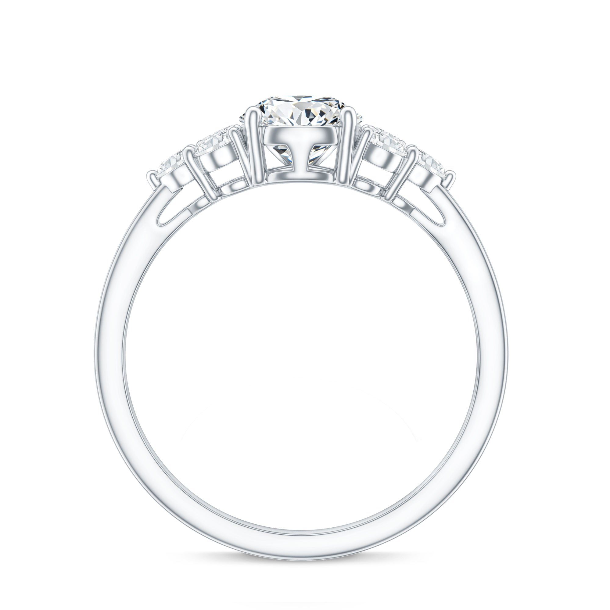 Lab Grown Diamond Teardrop Engagement Ring With Round Shape Trio