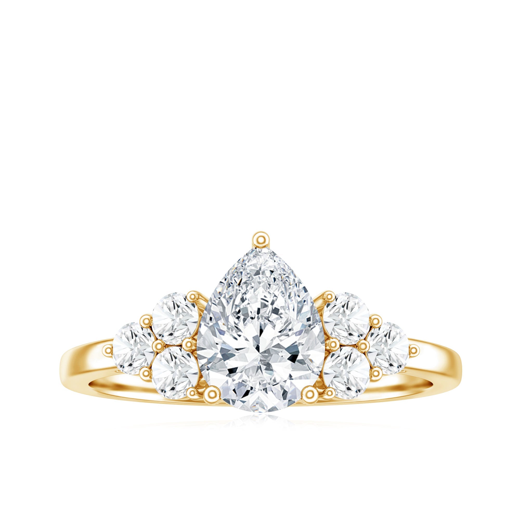 Lab Grown Diamond Teardrop Engagement Ring With Round Shape Trio