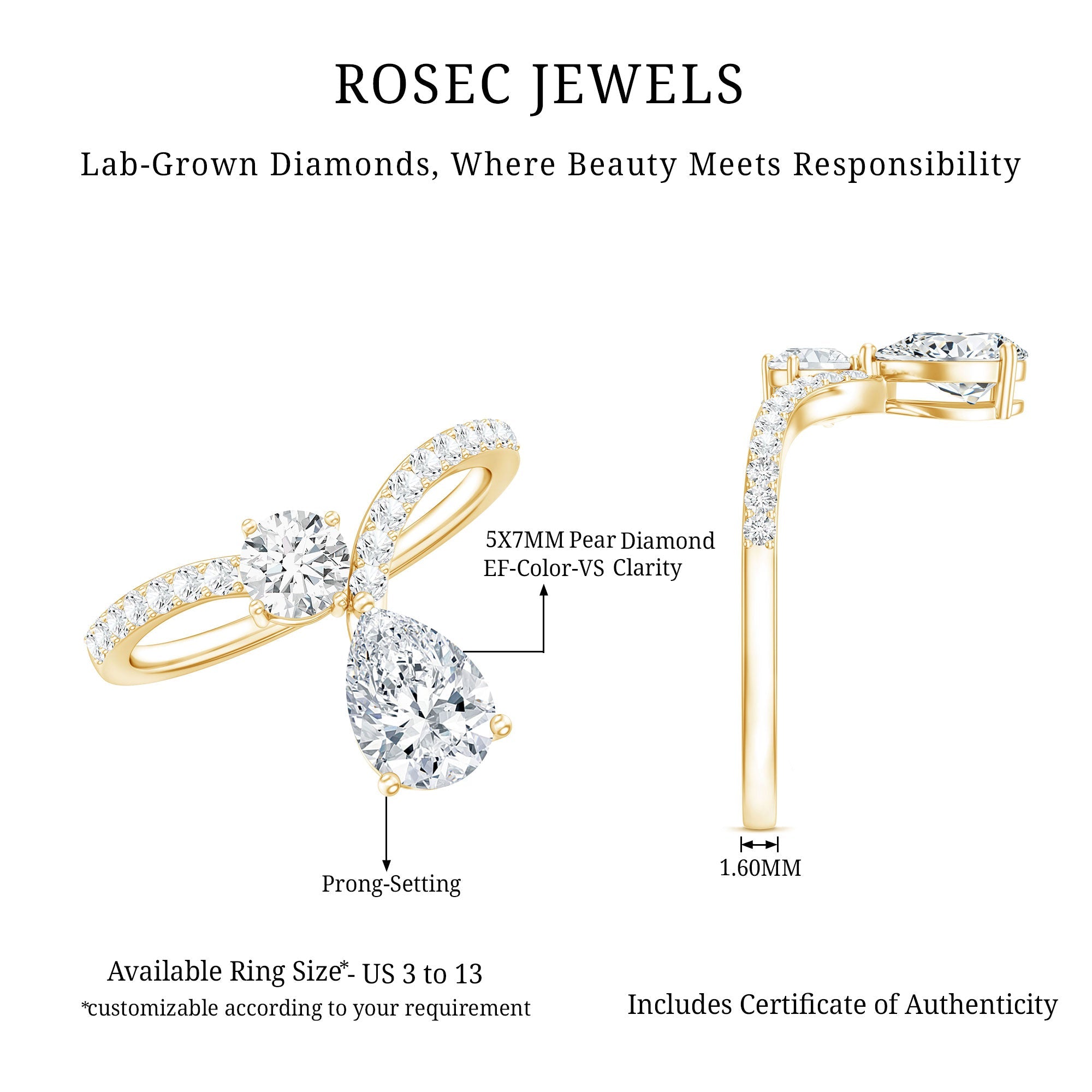 Designer Lab Grown Diamond Engagement Ring