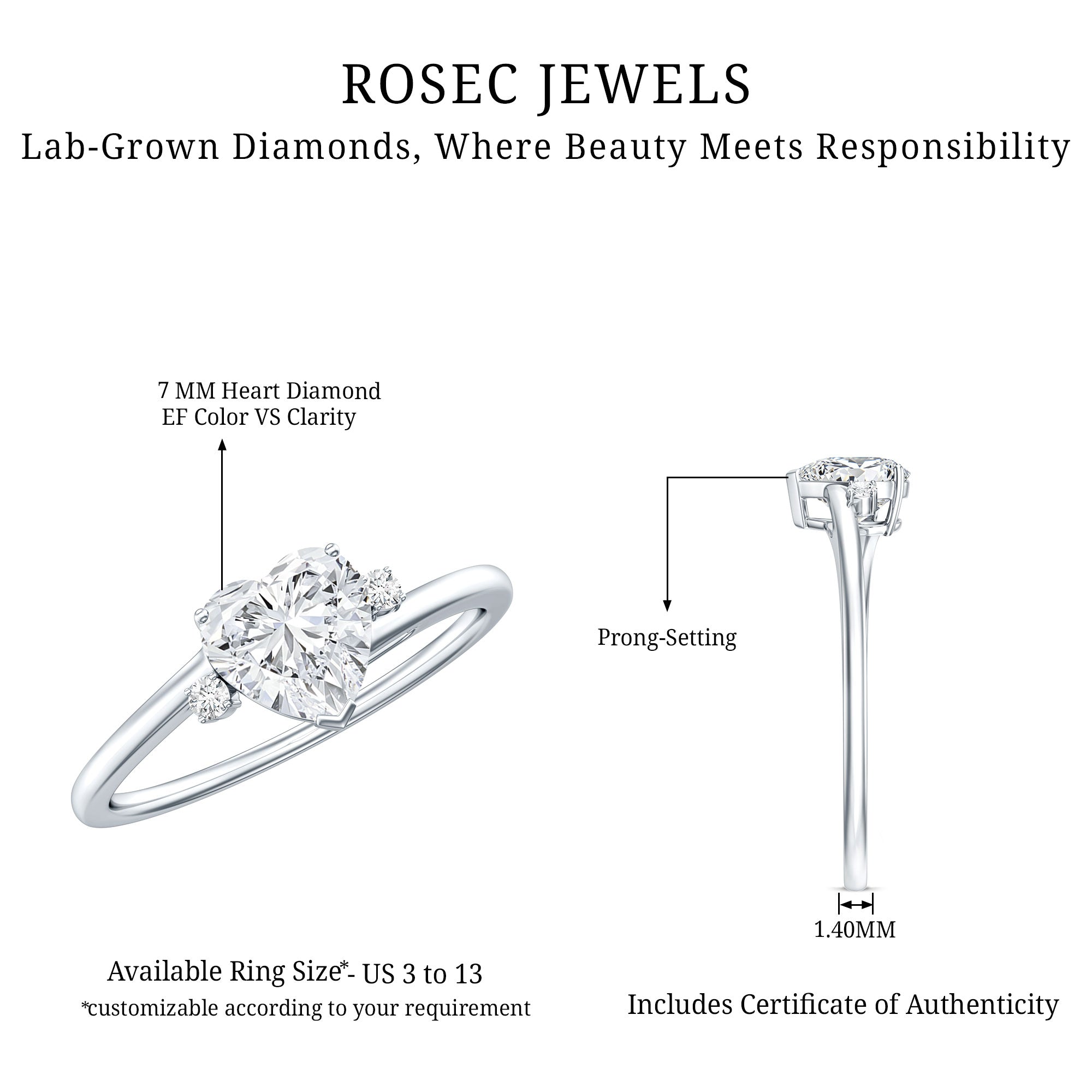 7 mm Heart Lab Grown Diamond Proposal Ring For Her
