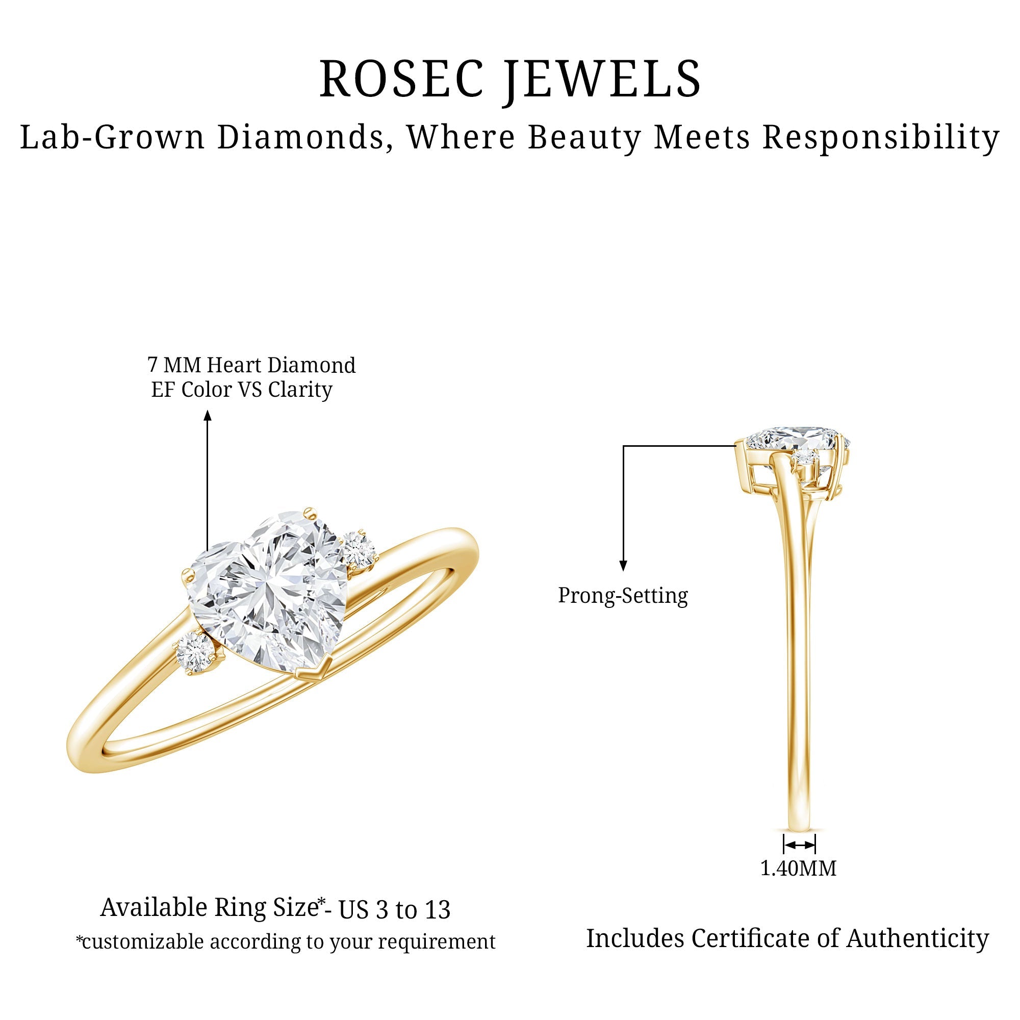 7 mm Heart Lab Grown Diamond Proposal Ring For Her