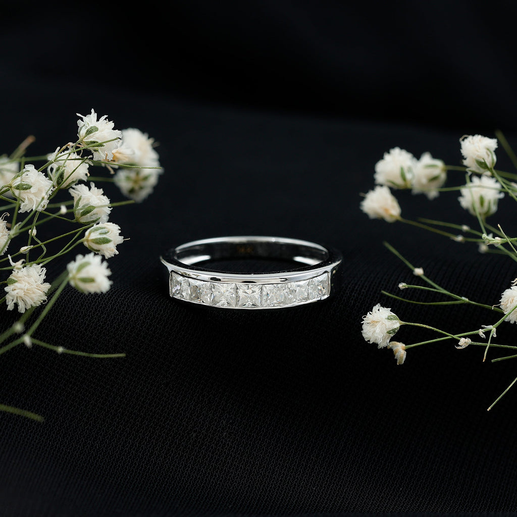 Certified Brilliant Cut Diamond Princess Cut Wedding Band