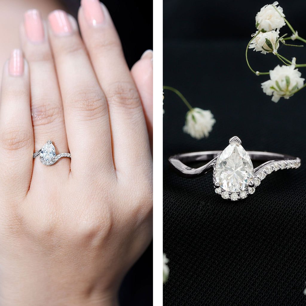 Diamond Teardrop Designer Engagement Ring