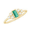 Bezel Set Lab Grown Emerald and Diamond Pre Engagement Ring