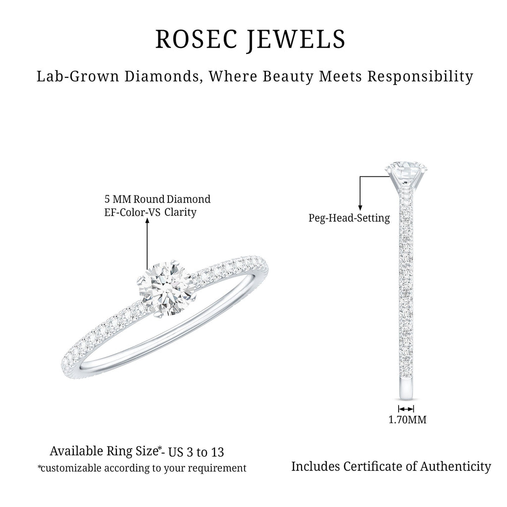 Round Brilliant Cut Lab Grown Diamond Promise Ring with Side Stones