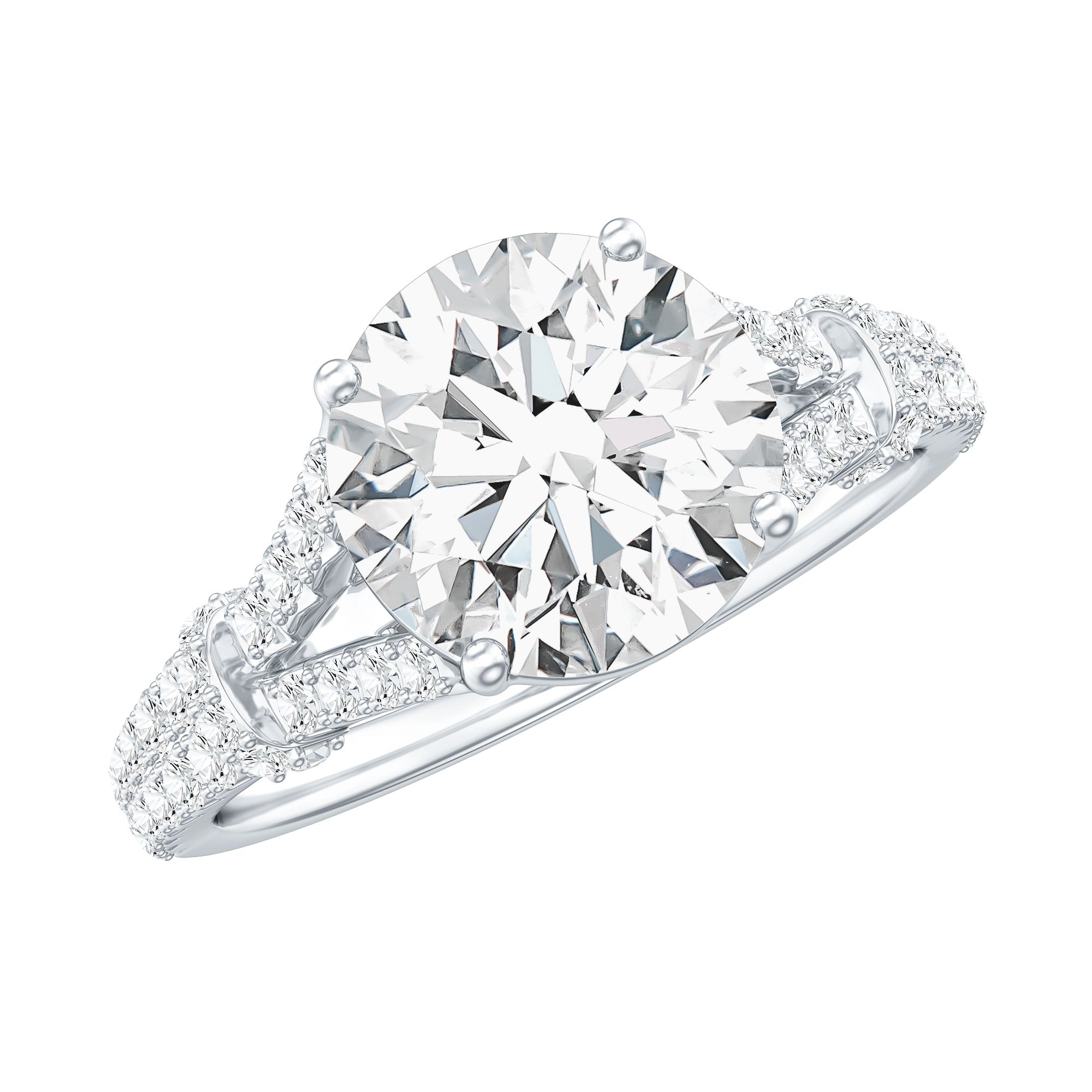 Certified Brilliant Cut Diamond Split Shank Engagement Ring