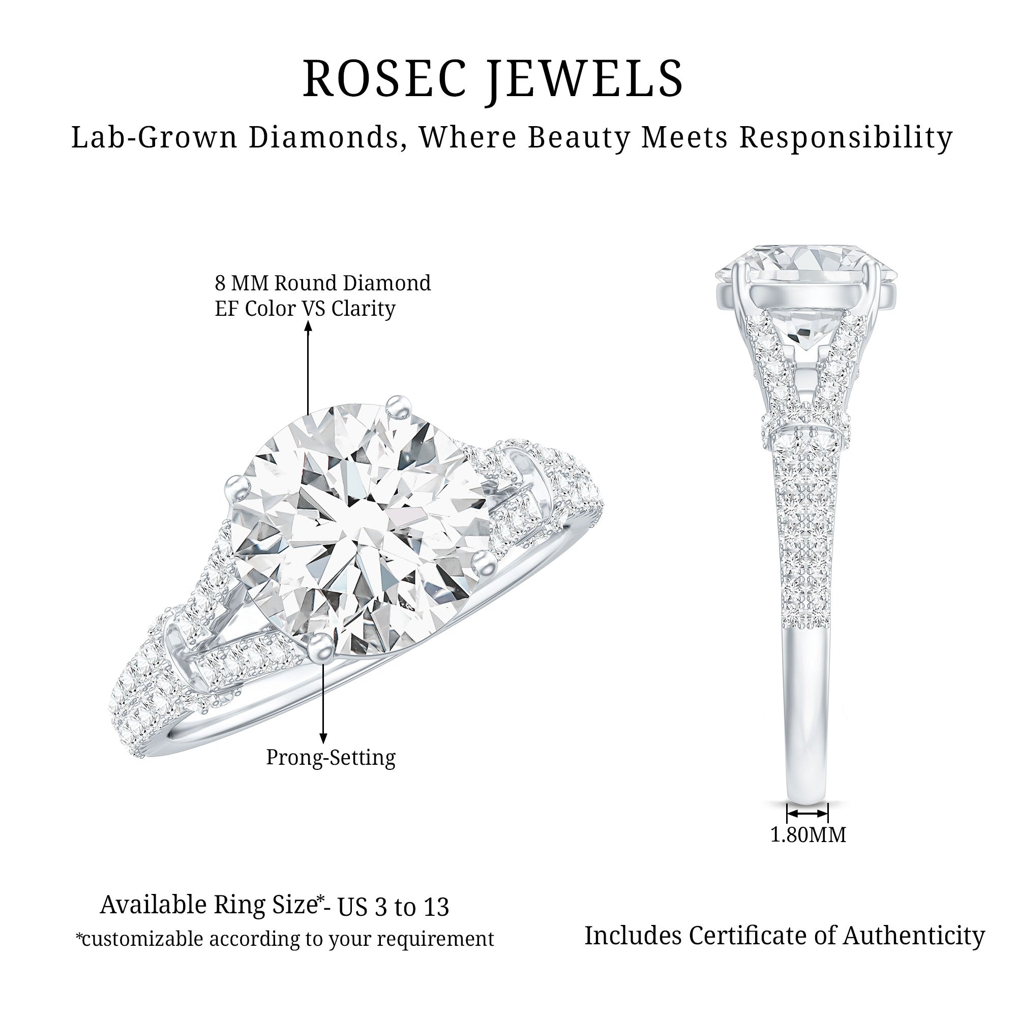Certified Brilliant Cut Diamond Split Shank Engagement Ring