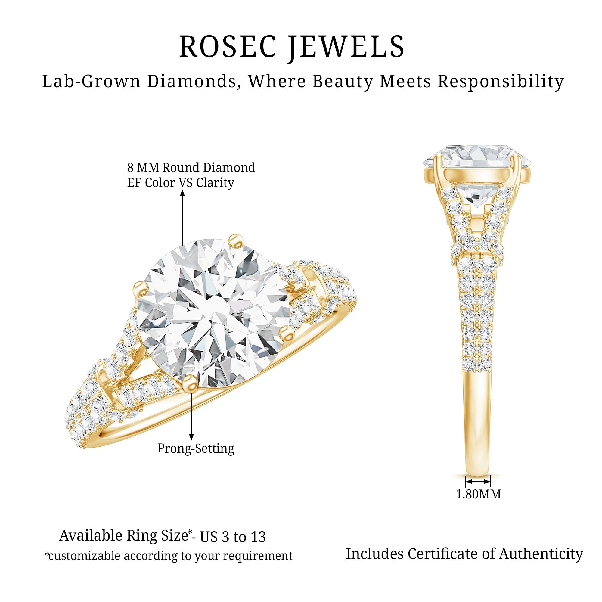 Certified Brilliant Cut Diamond Split Shank Engagement Ring